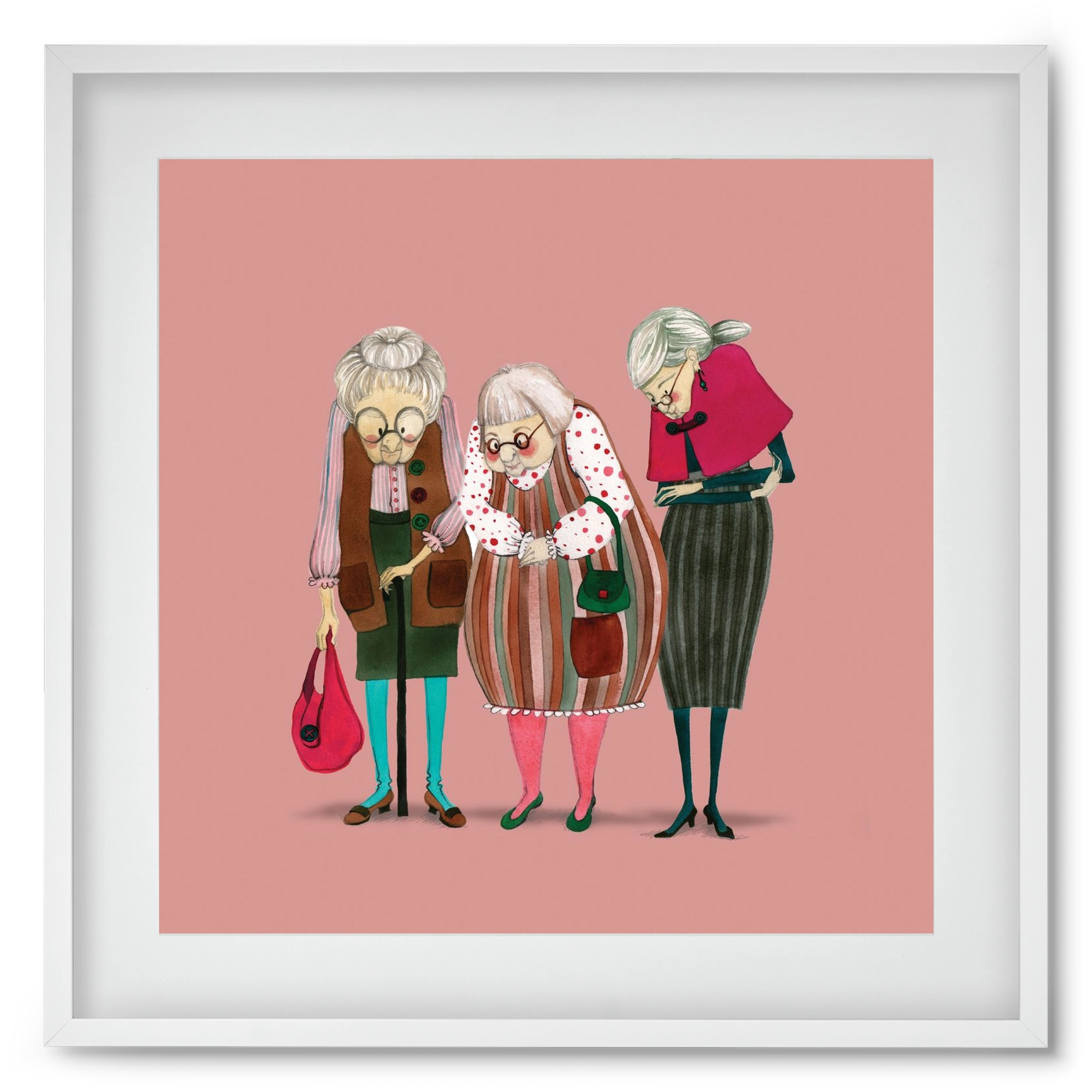 OLD LADIES, 50x50 cm (40x40 cm), Fehér keret, paszpartuval