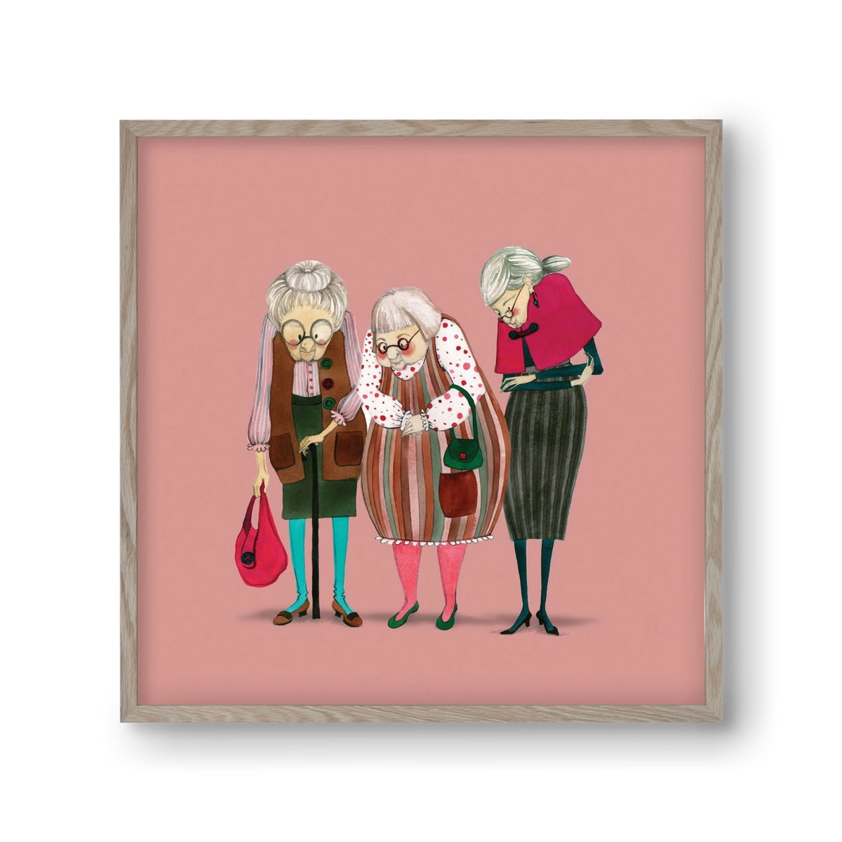 OLD LADIES, 30x30 cm (30x30 cm), Tölgy keret