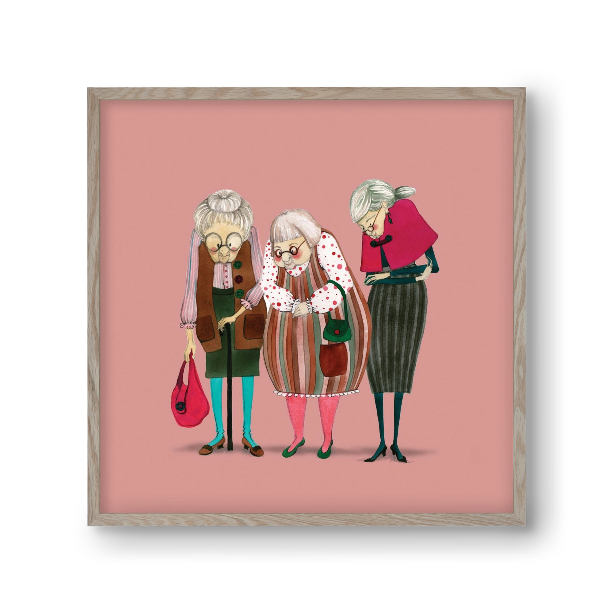 OLD LADIES, 30x30 cm (30x30 cm), Tölgy keret