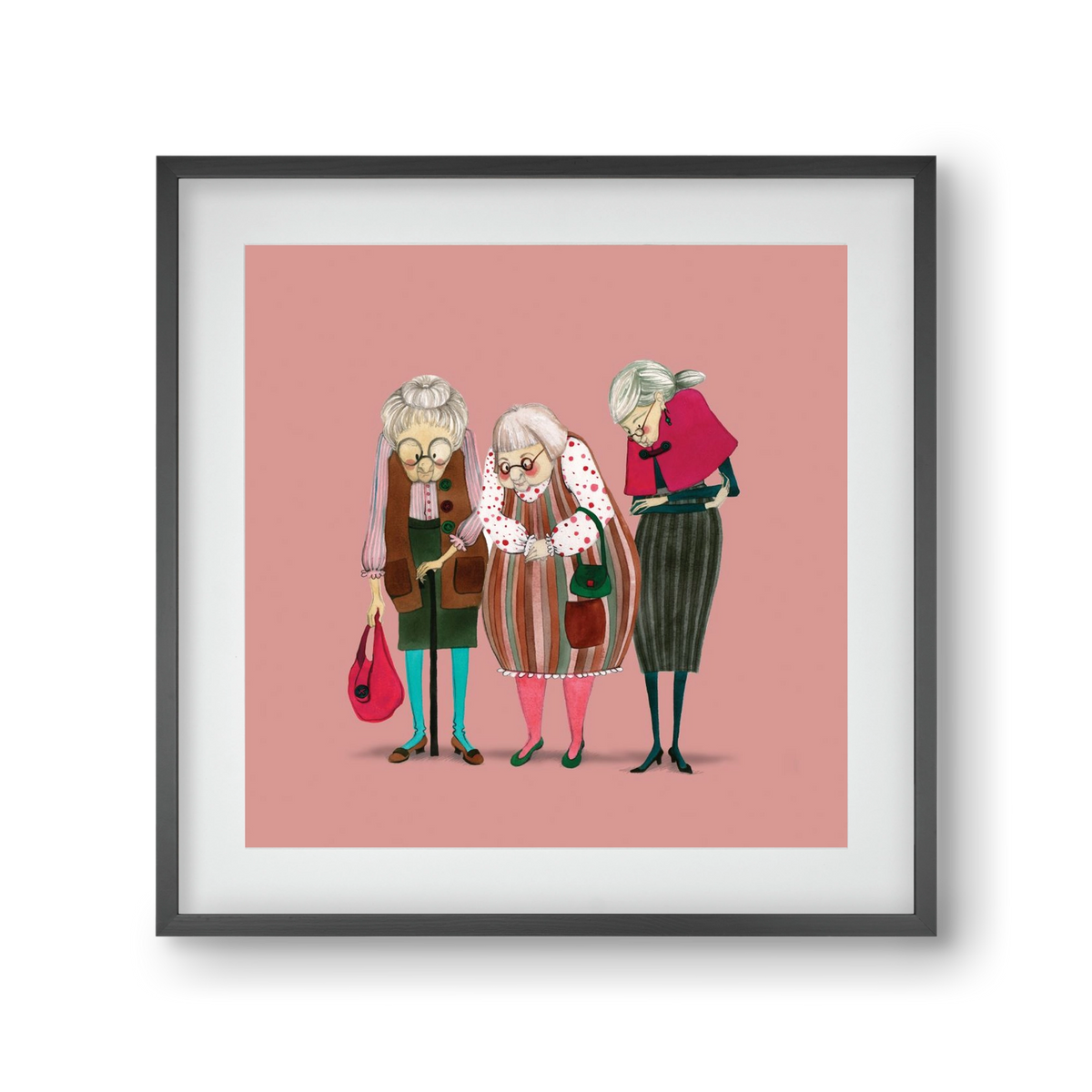 OLD LADIES, 30x30 cm (20x20 cm), Fekete keret, paszpartuval