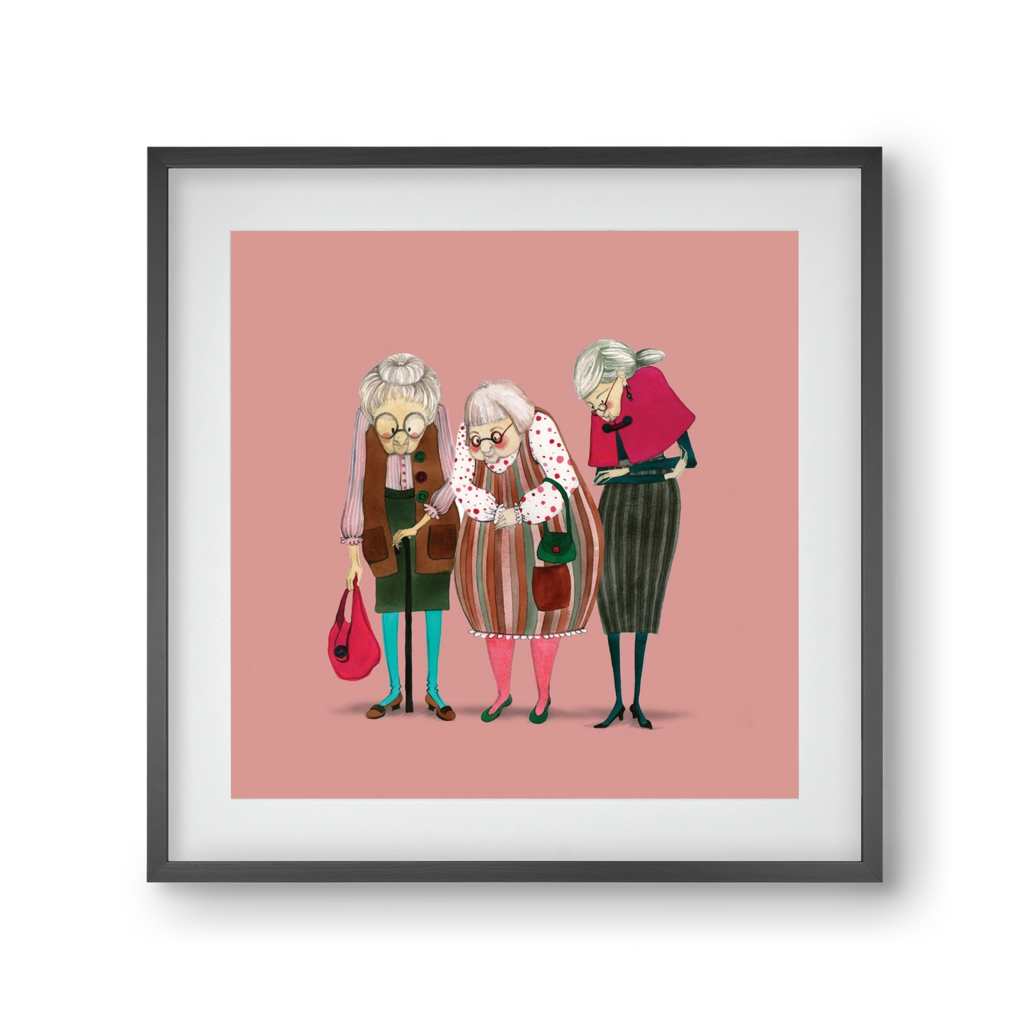 OLD LADIES, 30x30 cm (20x20 cm), Fekete keret, paszpartuval