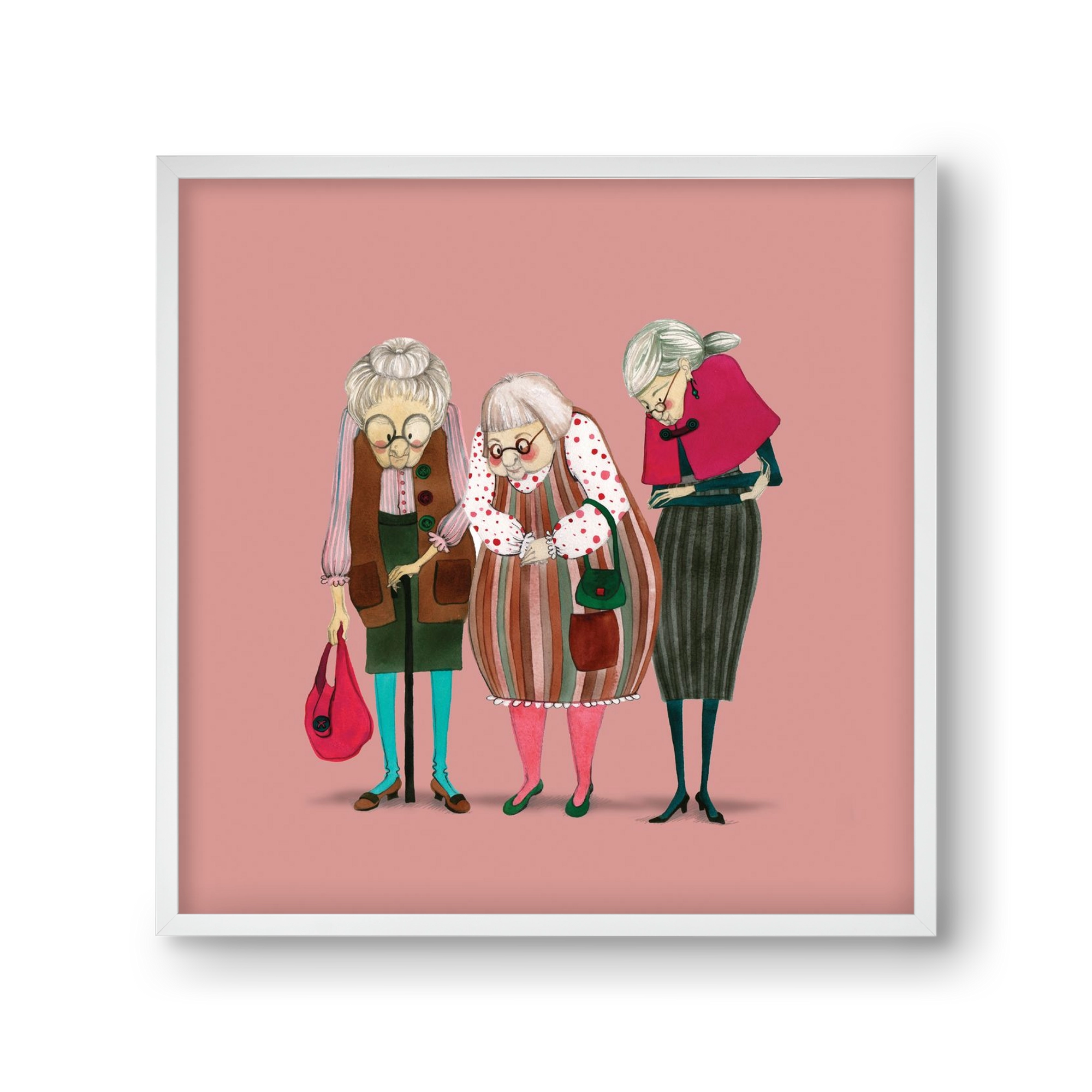 OLD LADIES, 30x30 cm (30x30 cm), Fehér keret