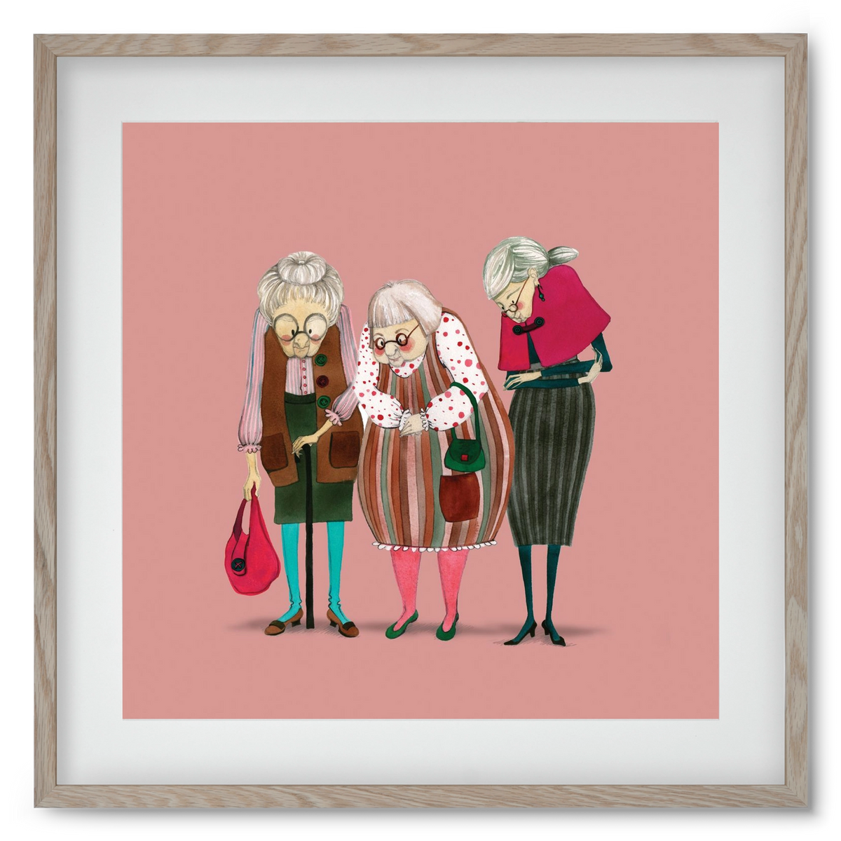 OLD LADIES, 50x50 cm (40x40 cm), Tölgy keret, paszpartuval