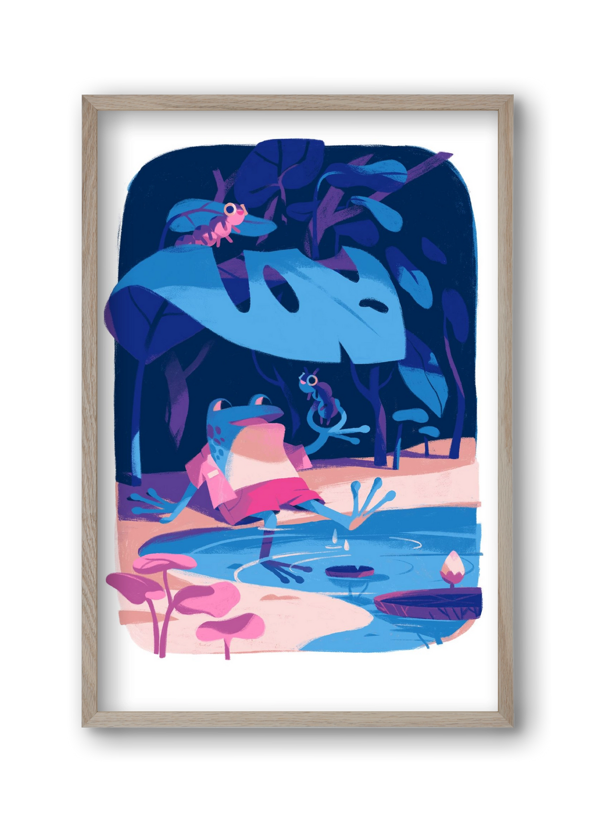 Frog in the puddle, 30x45 cm (30x45 cm), Tölgy keret