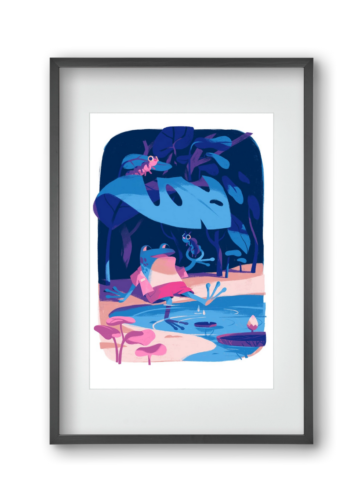 Frog in the puddle, 30x45 cm (20x30 cm), Fekete keret, paszpartuval