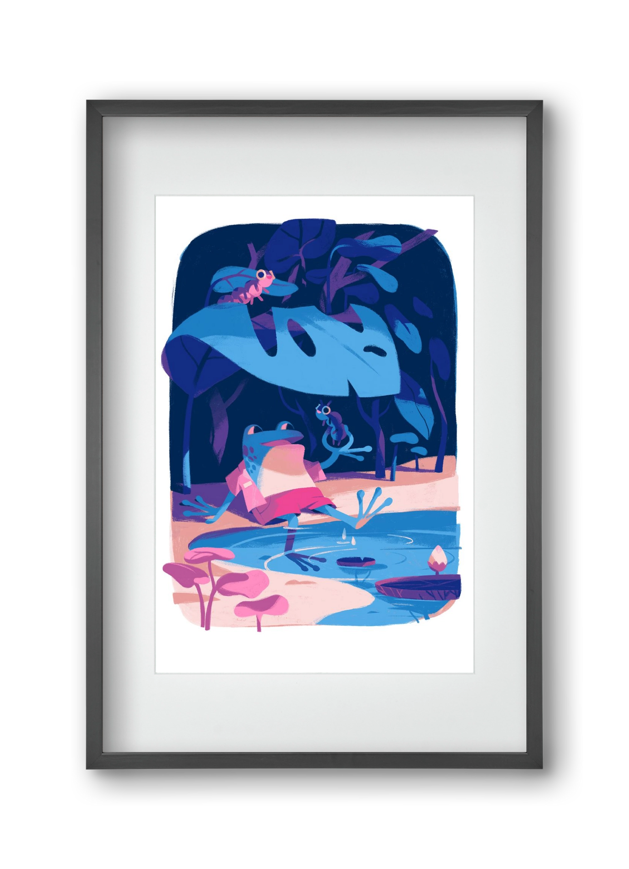 Frog in the puddle, 30x45 cm (20x30 cm), Fekete keret, paszpartuval