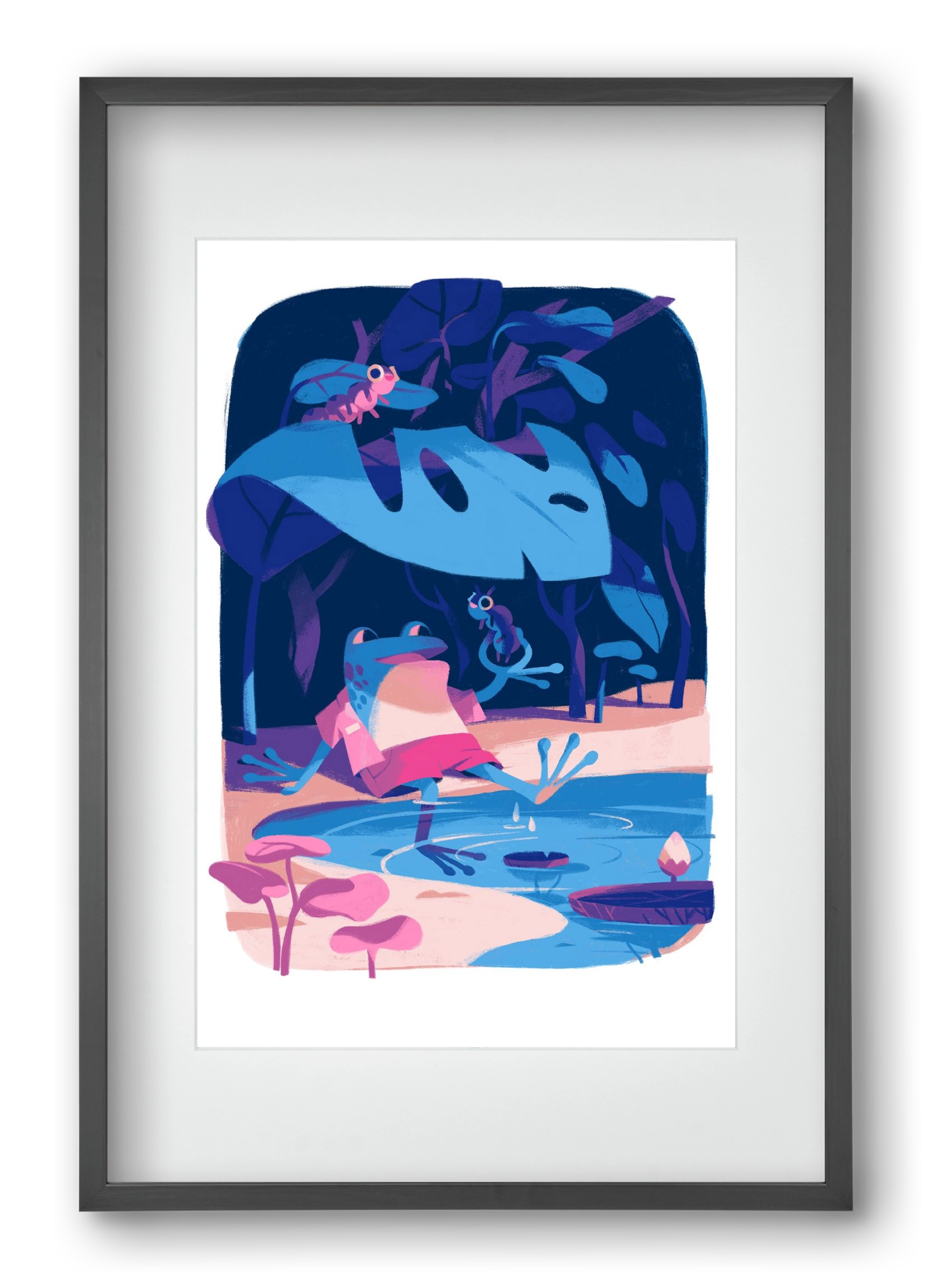 Frog in the puddle, 40x60 cm (30x45 cm), Fekete keret, paszpartuval