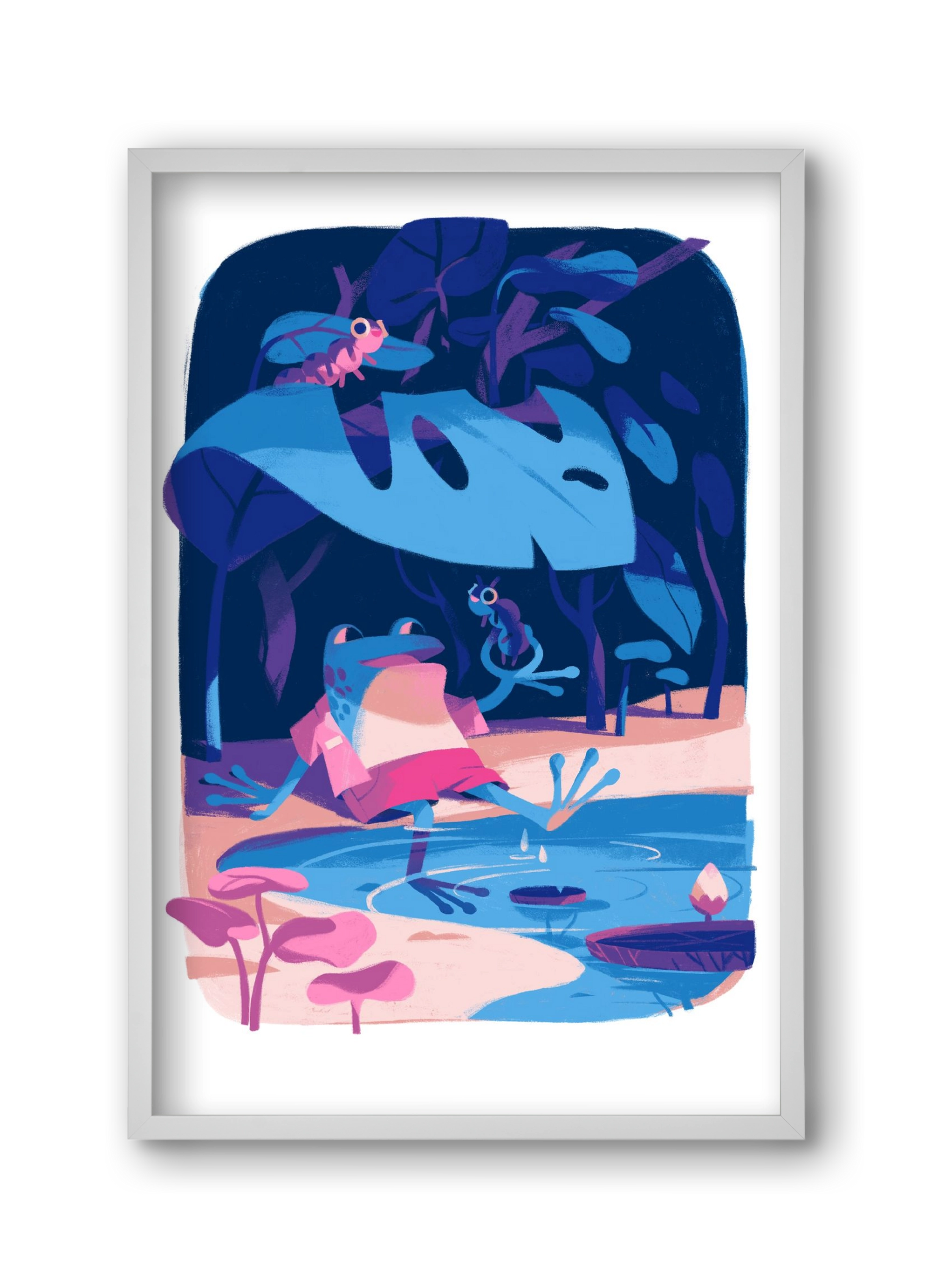 Frog in the puddle, 30x45 cm (30x45 cm), Fehér keret