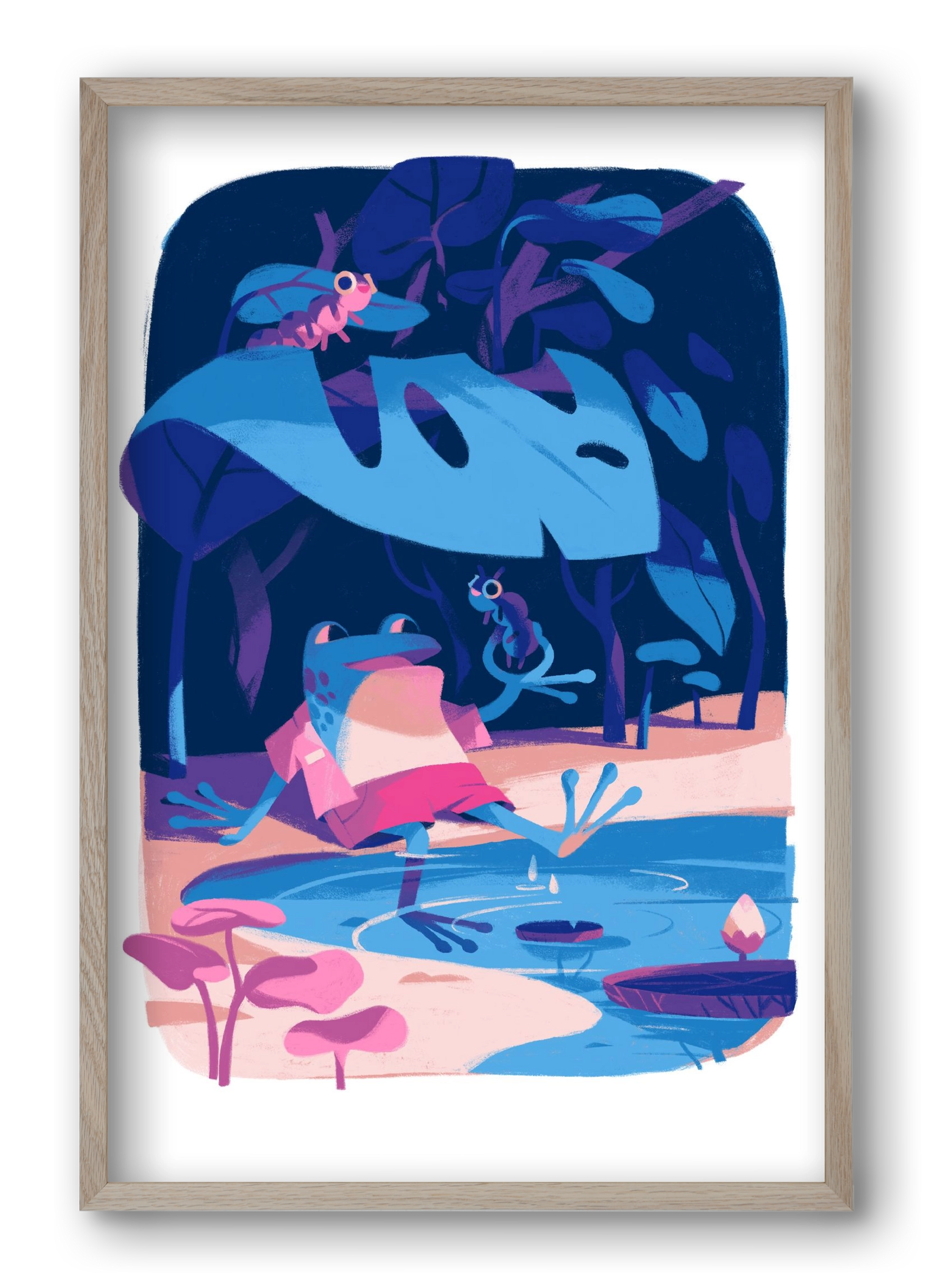 Frog in the puddle, 40x60 cm (40x60 cm), Tölgy keret