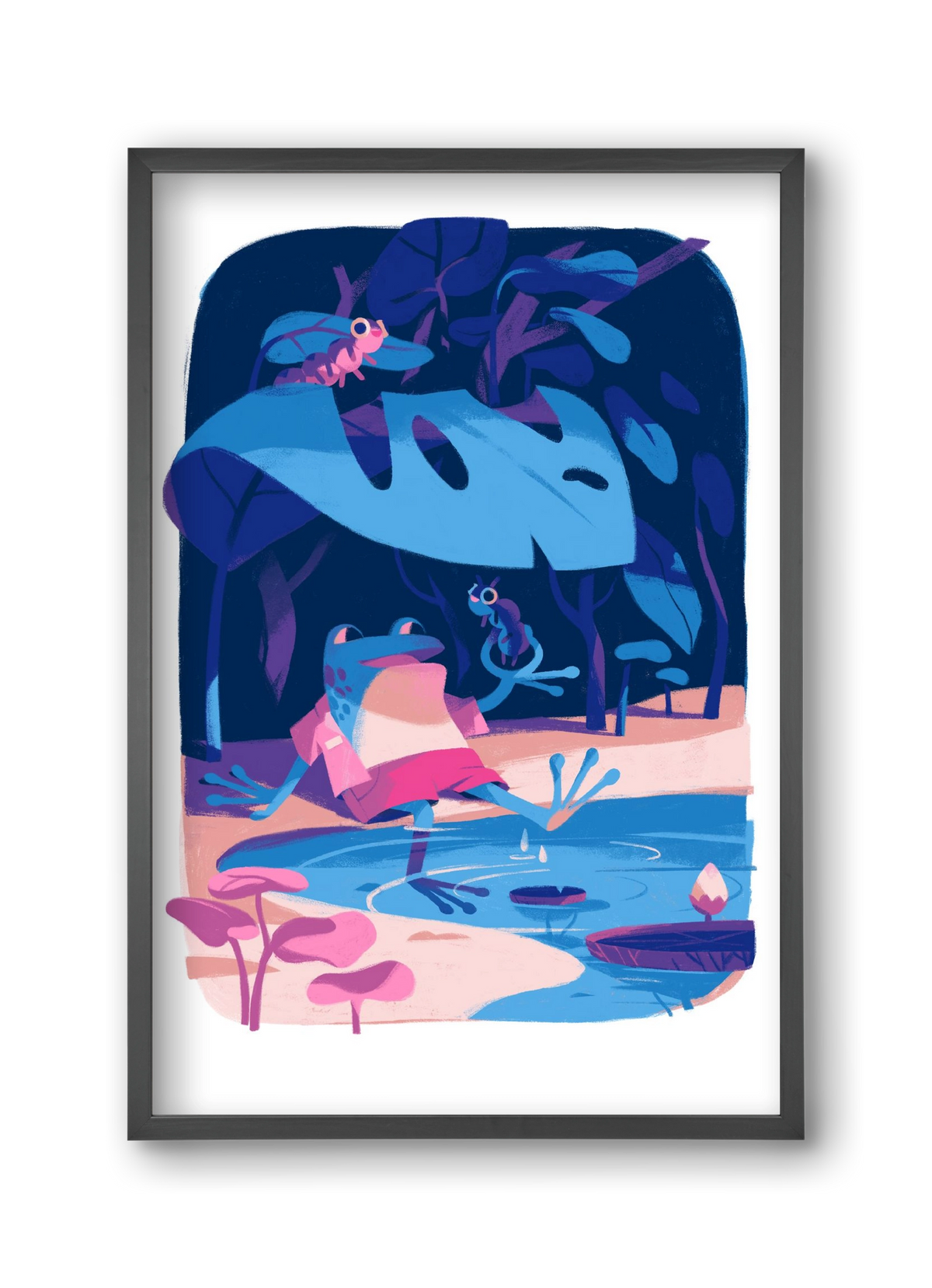 Frog in the puddle, 30x45 cm (30x45 cm), Fekete keret