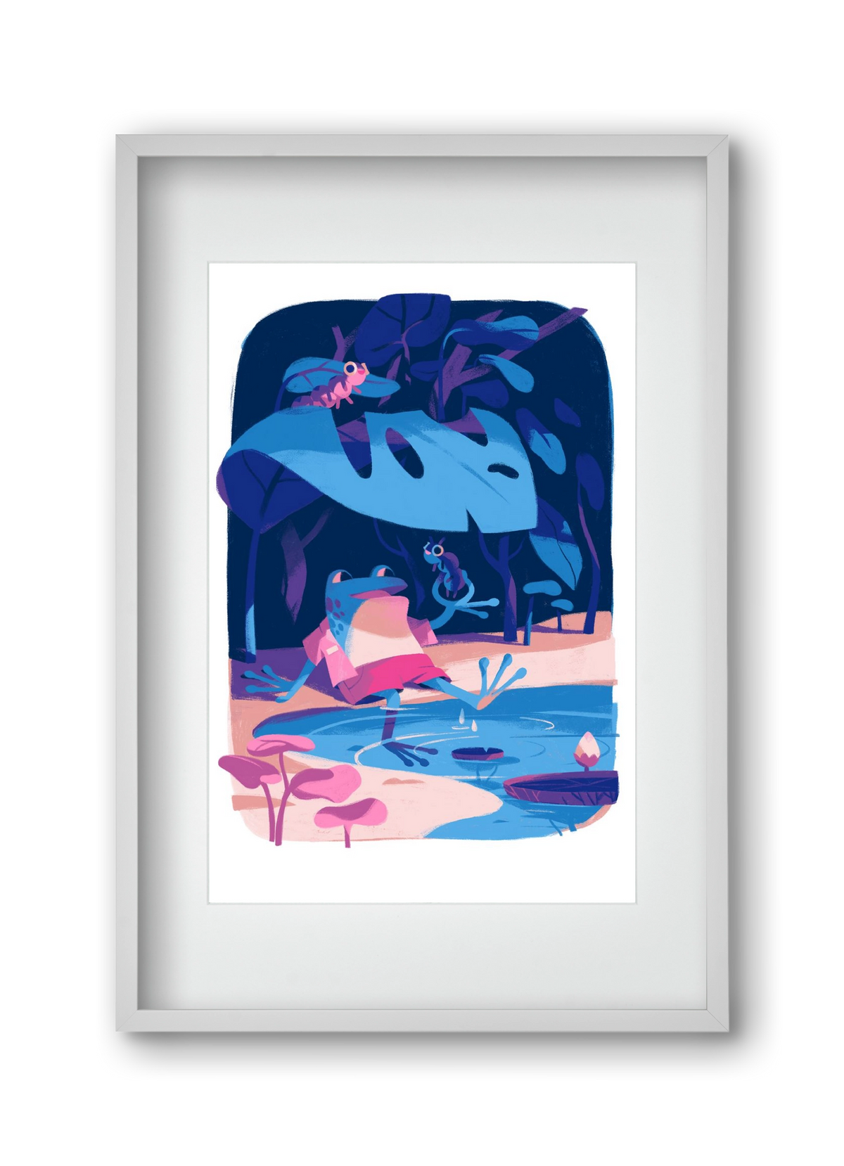 Frog in the puddle, 30x45 cm (20x30 cm), Fehér keret, paszpartuval