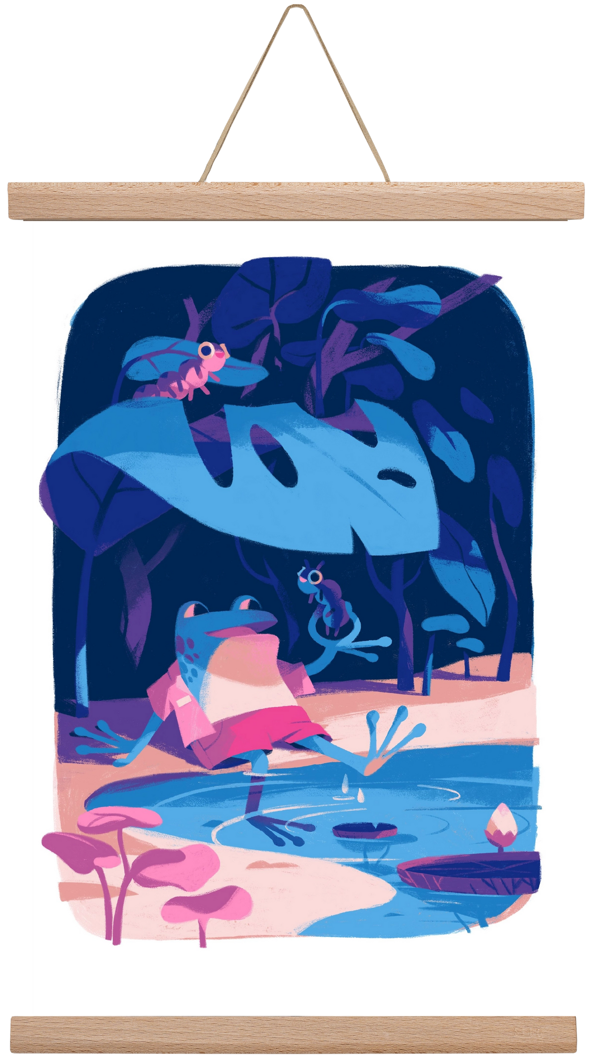 Frog in the puddle, 30x45 cm (30x45 cm), Tölgy akasztó