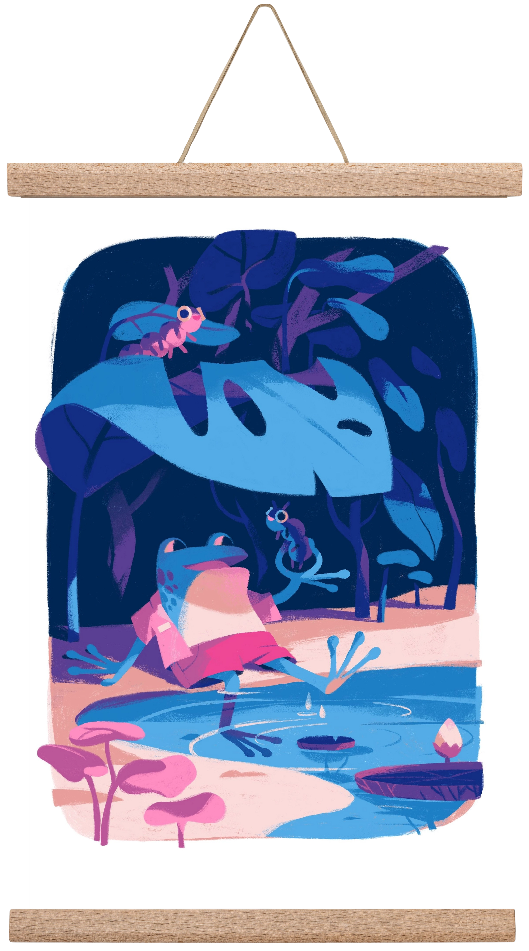 Frog in the puddle, 30x45 cm (30x45 cm), Tölgy akasztó