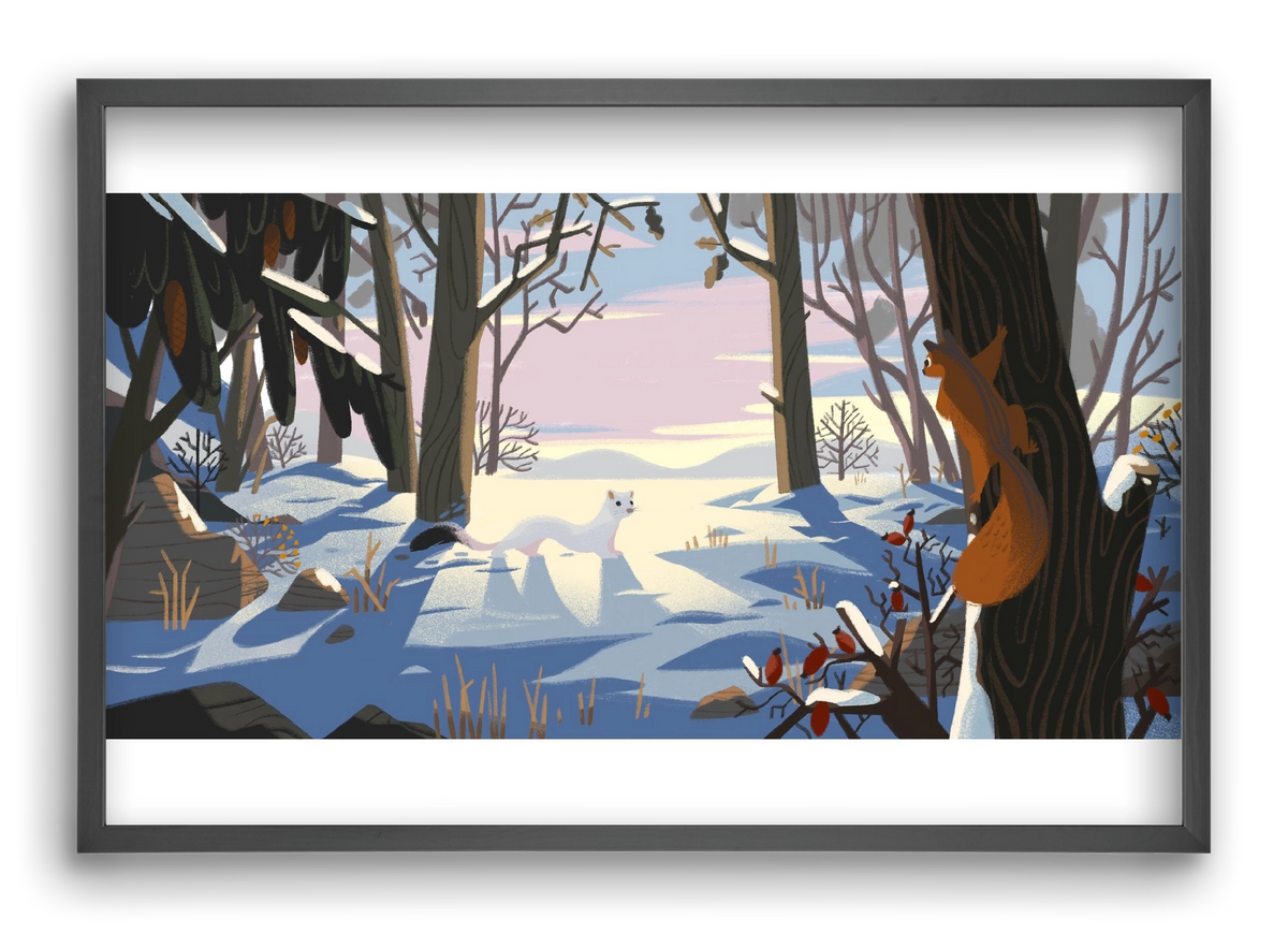 Squirrel and Stoat, 60x40 cm (60x40 cm), Fekete keret