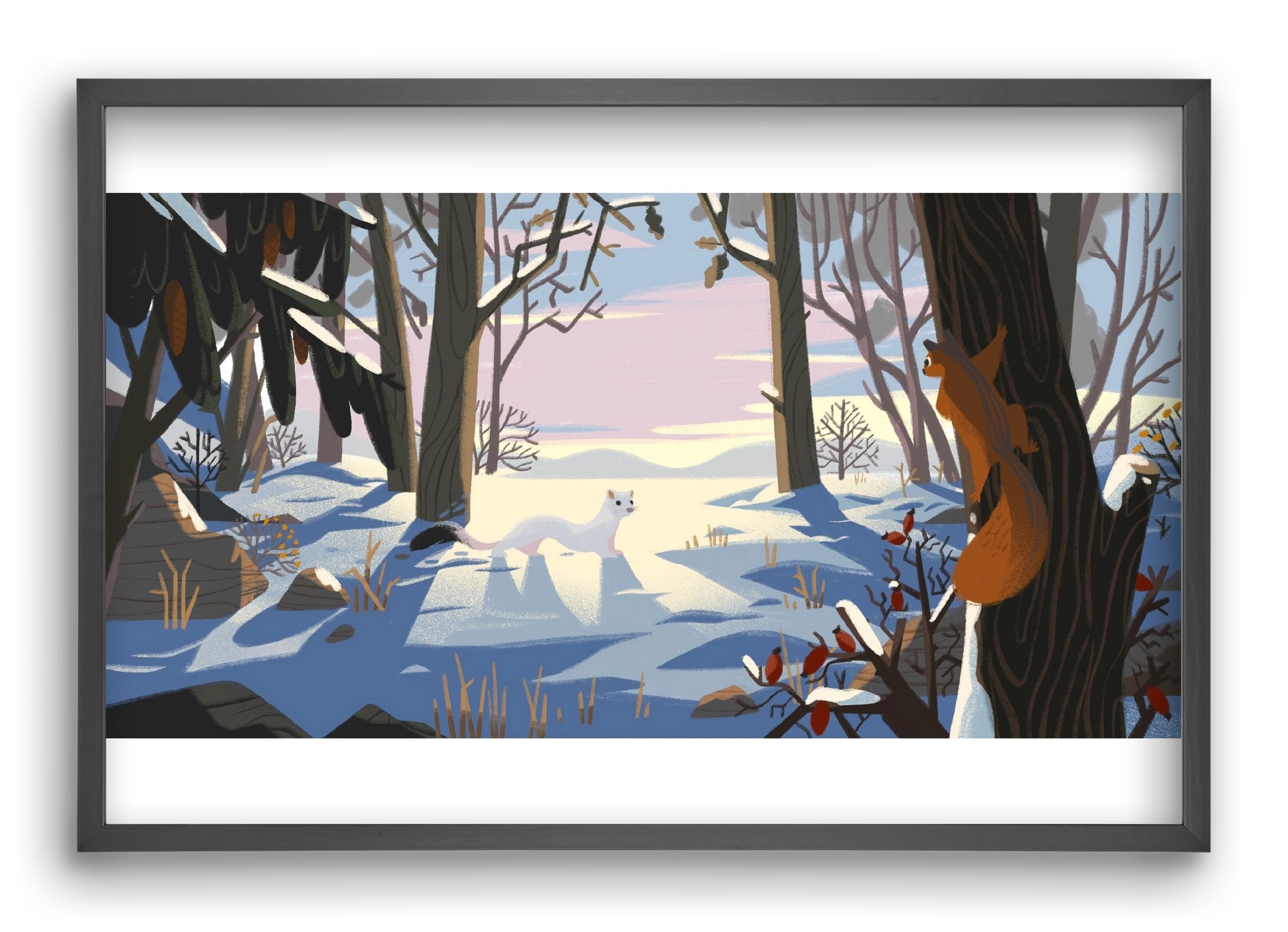 Squirrel and Stoat, 60x40 cm (60x40 cm), Fekete keret