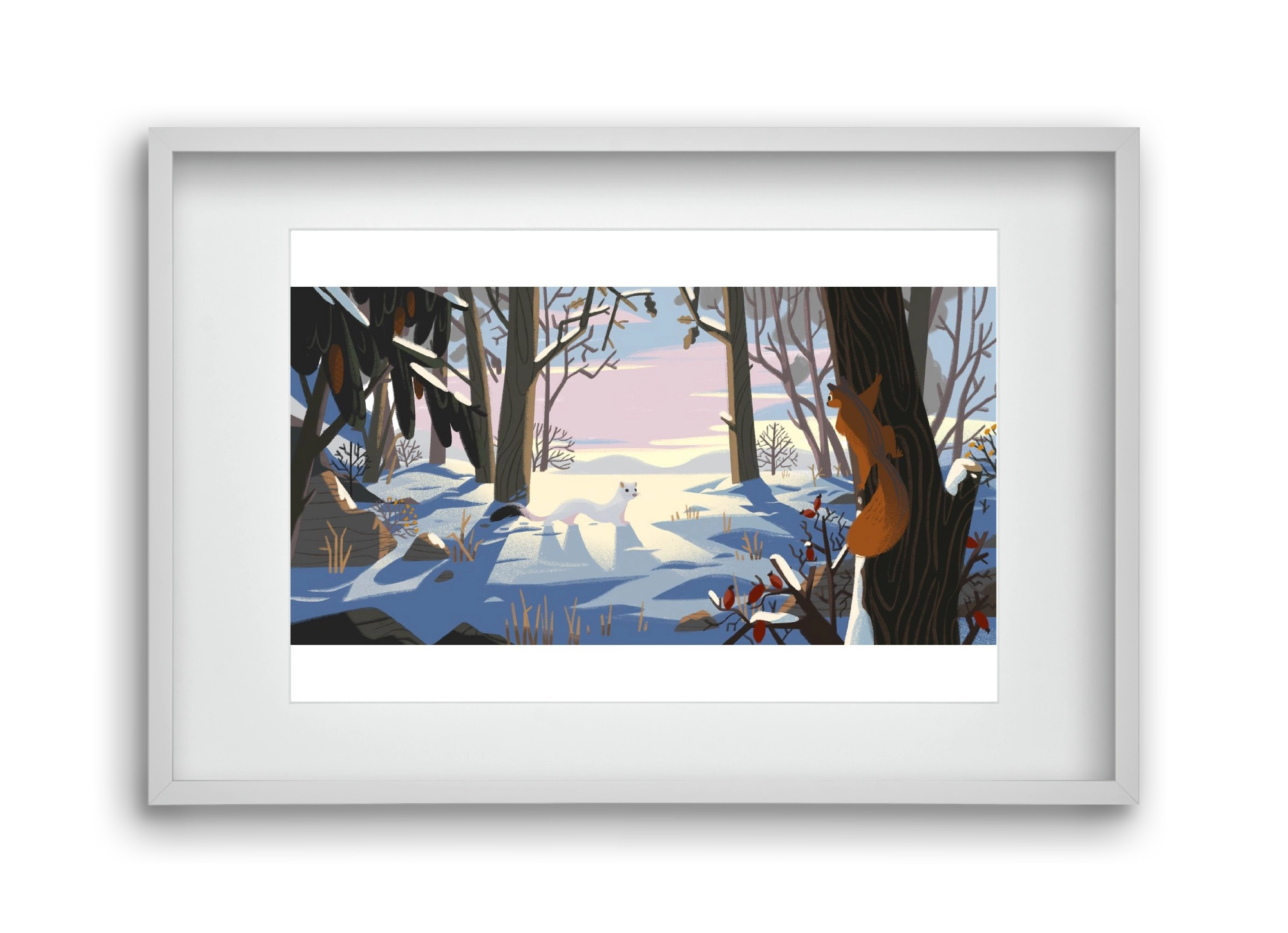Squirrel and Stoat, 45x30 cm (30x20 cm), Fehér keret, paszpartuval