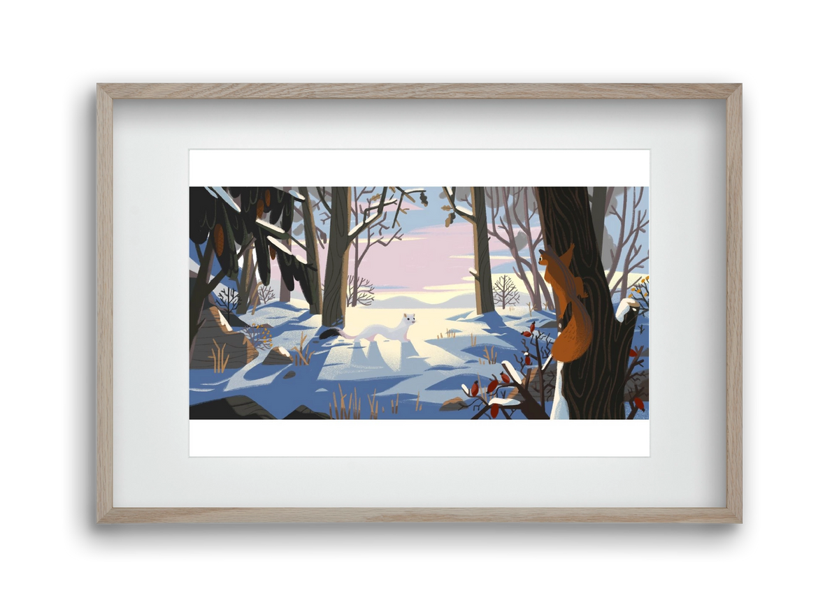 Squirrel and Stoat, 45x30 cm (30x20 cm), Tölgy keret, paszpartuval