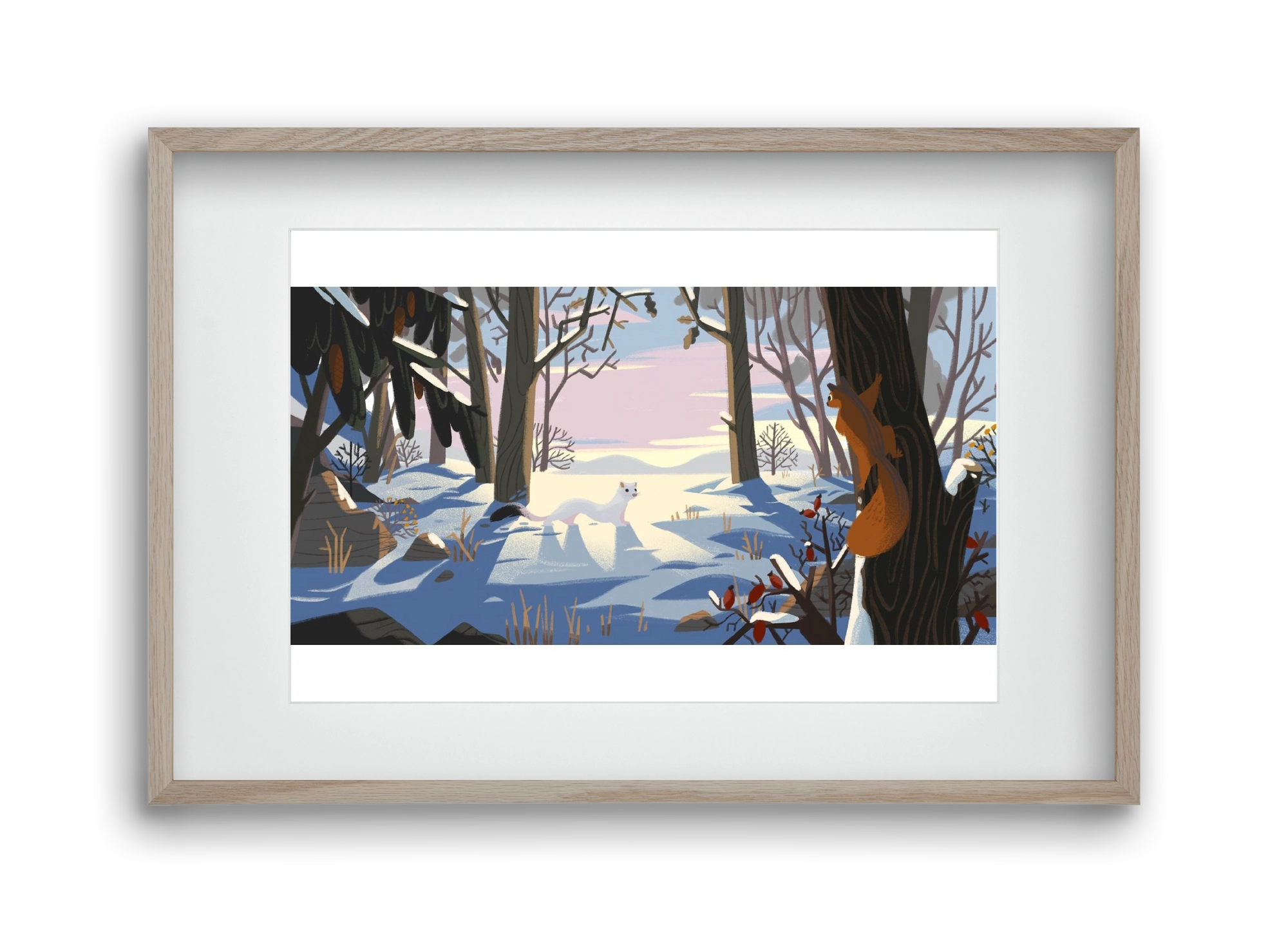 Squirrel and Stoat, 45x30 cm (30x20 cm), Tölgy keret, paszpartuval
