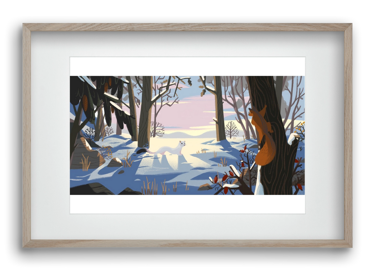 Squirrel and Stoat, 60x40 cm (45x30 cm), Tölgy keret, paszpartuval