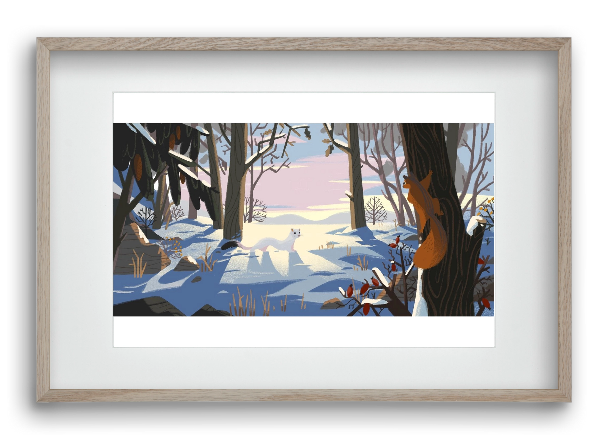 Squirrel and Stoat, 60x40 cm (45x30 cm), Tölgy keret, paszpartuval