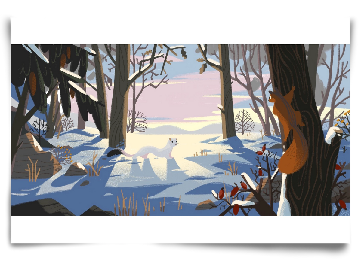 Squirrel and Stoat, 90x60 cm, Keret nélkül