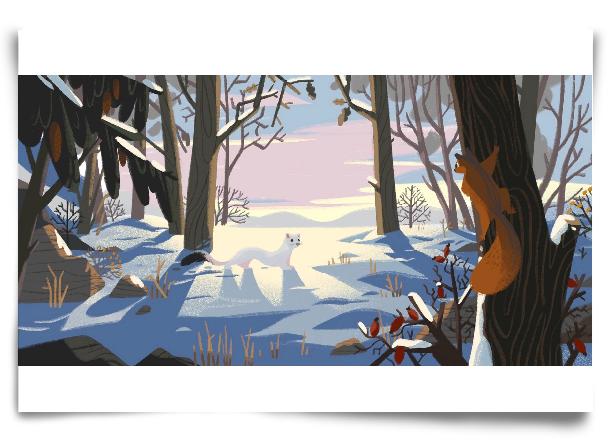 Squirrel and Stoat, 90x60 cm, Keret nélkül