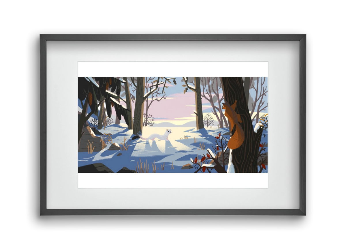 Squirrel and Stoat, 45x30 cm (30x20 cm), Fekete keret, paszpartuval