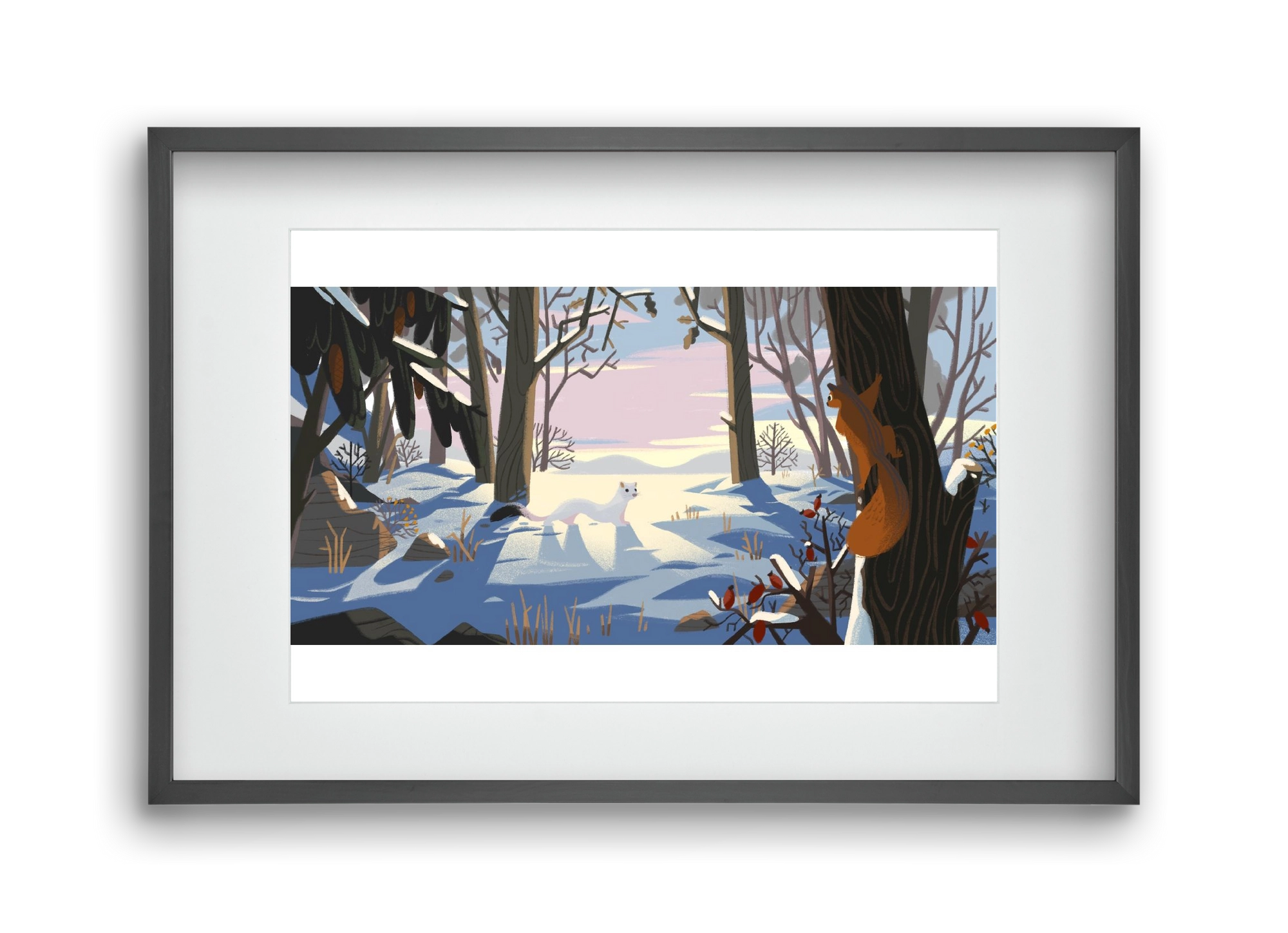 Squirrel and Stoat, 45x30 cm (30x20 cm), Fekete keret, paszpartuval