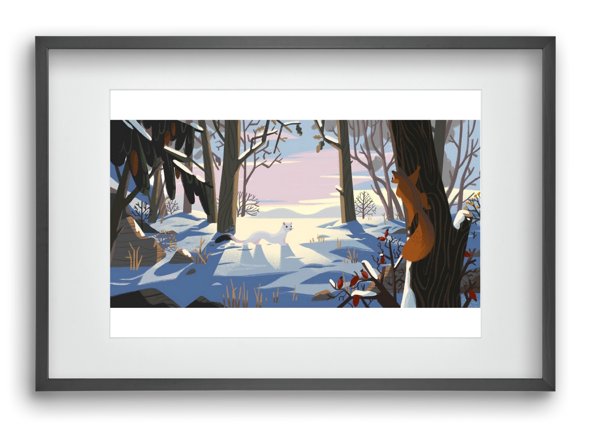 Squirrel and Stoat, 60x40 cm (45x30 cm), Fekete keret, paszpartuval