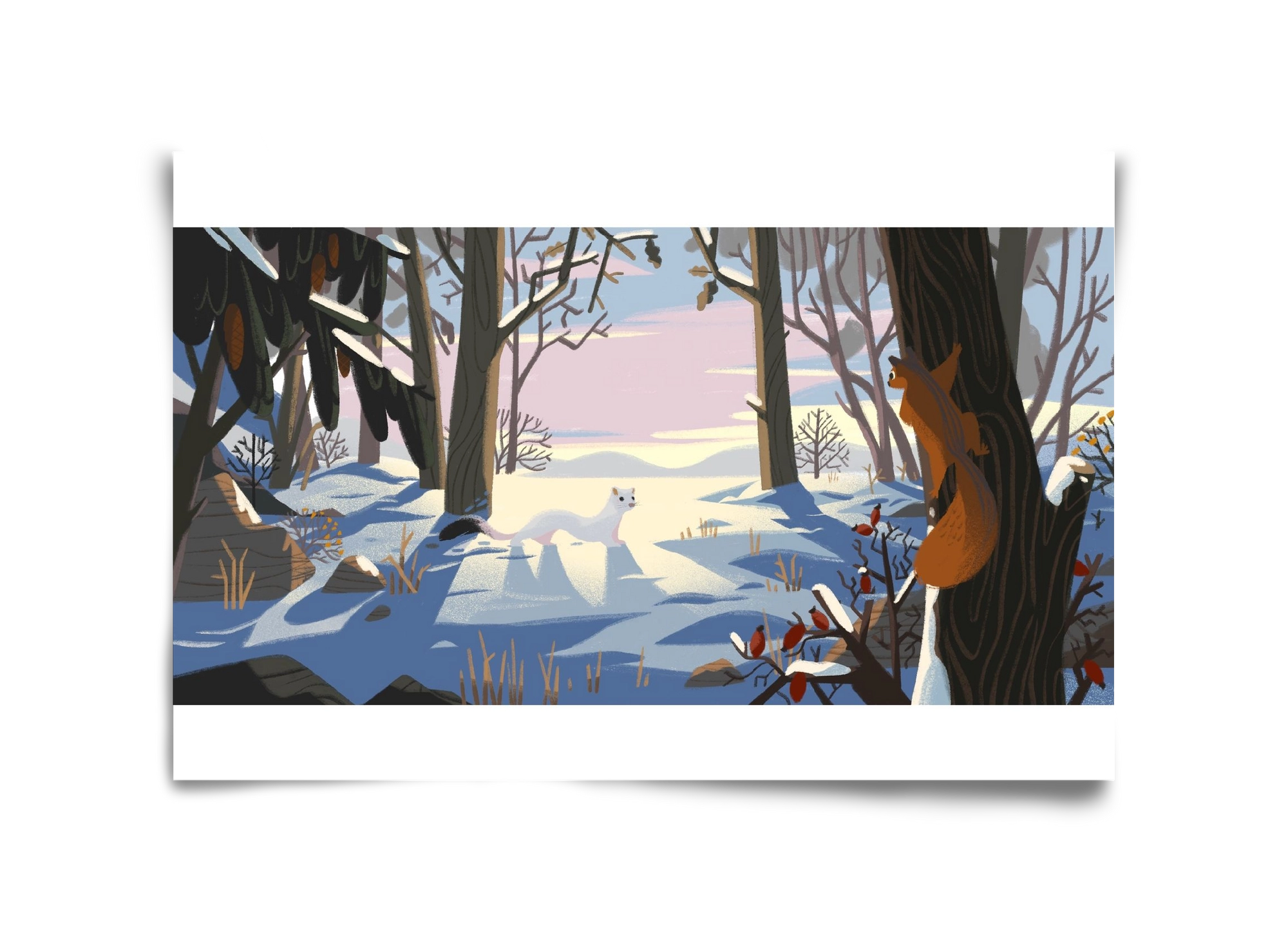 Squirrel and Stoat, 45x30 cm, Keret nélkül
