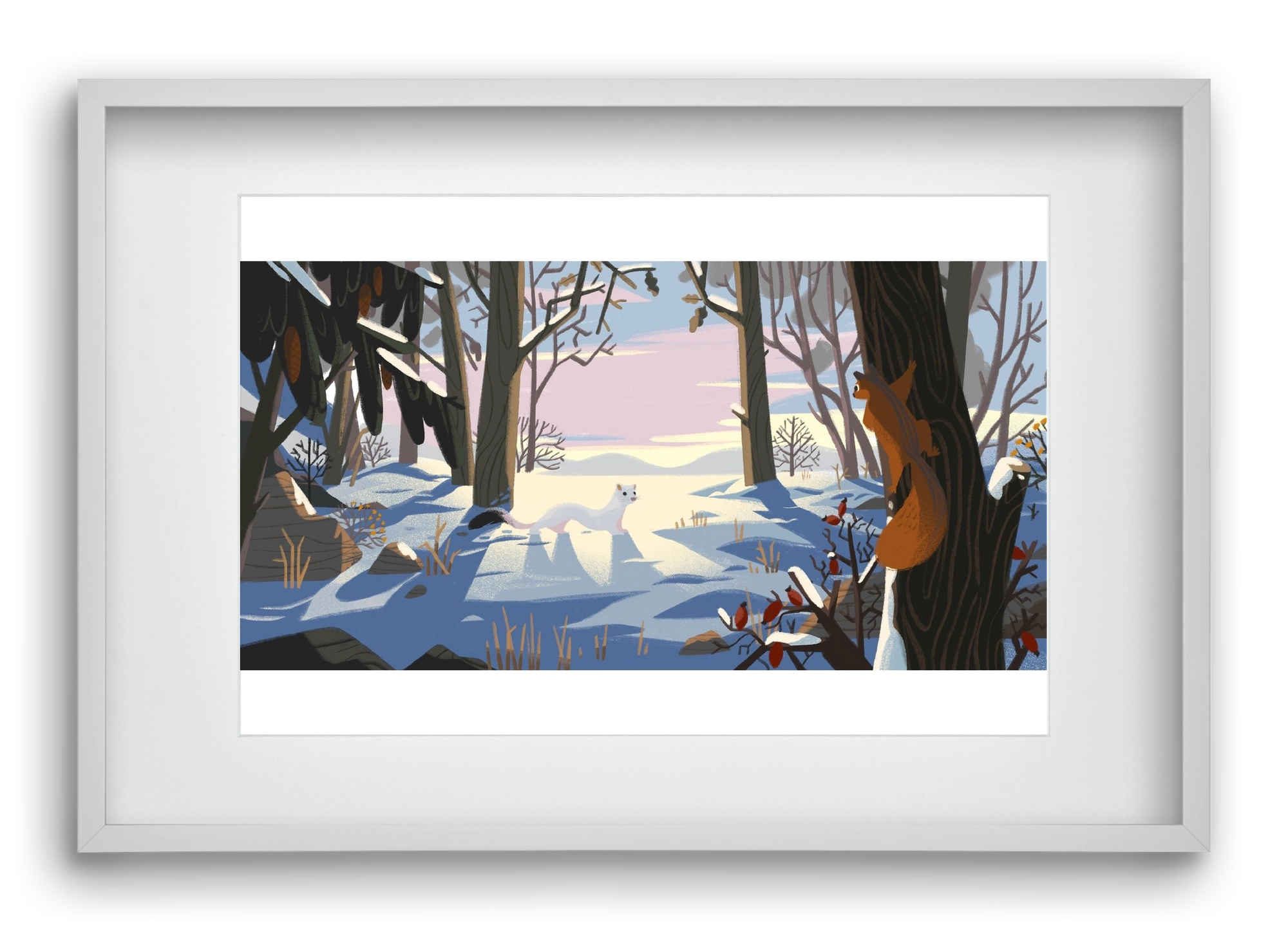 Squirrel and Stoat, 60x40 cm (45x30 cm), Fehér keret, paszpartuval