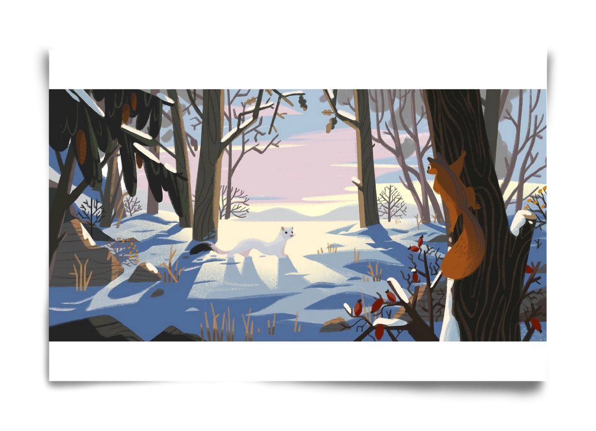 Squirrel and Stoat, 60x40 cm, Keret nélkül