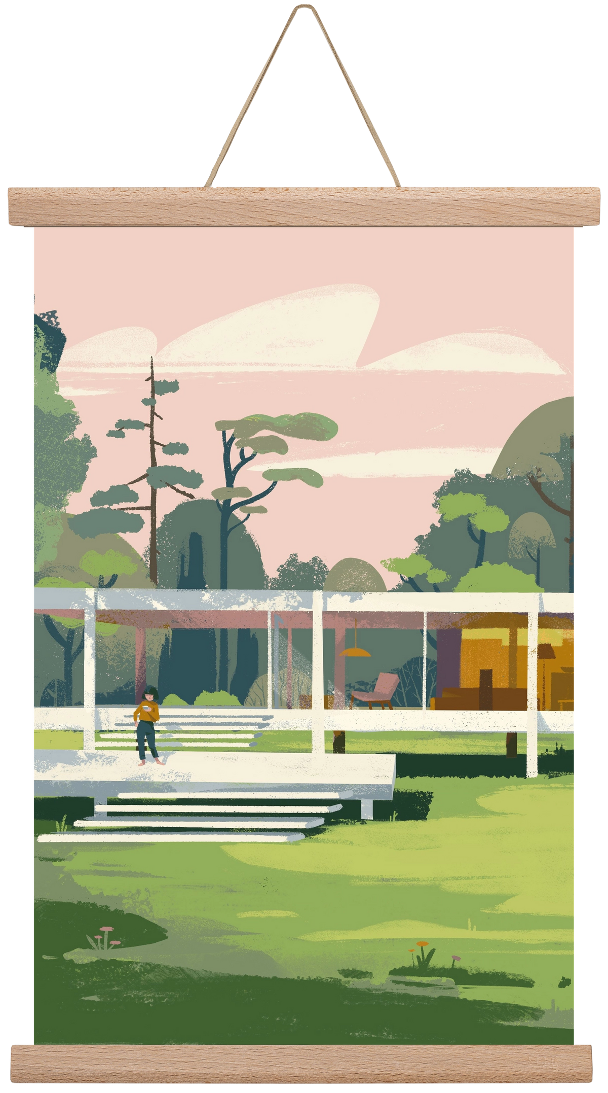 Mid-century, 45x30 cm (45x30 cm), Tölgy akasztó