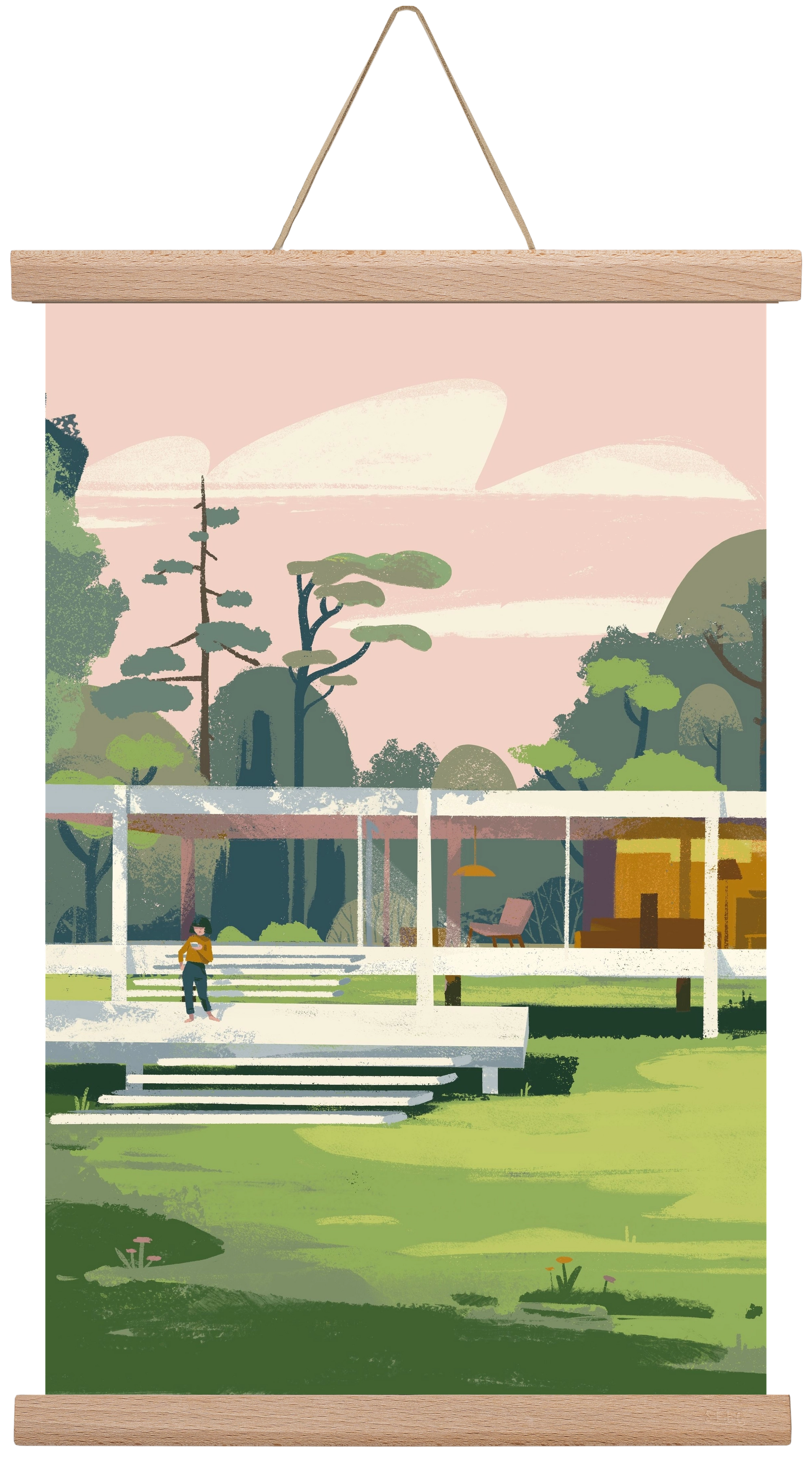 Mid-century, 45x30 cm (45x30 cm), Tölgy akasztó