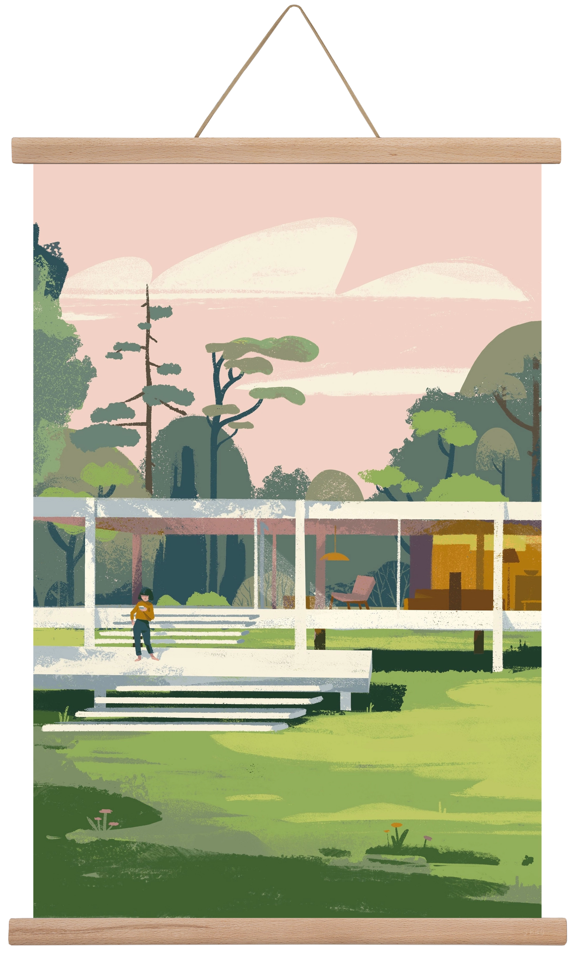 Mid-century, 60x40 cm (60x40 cm), Tölgy akasztó