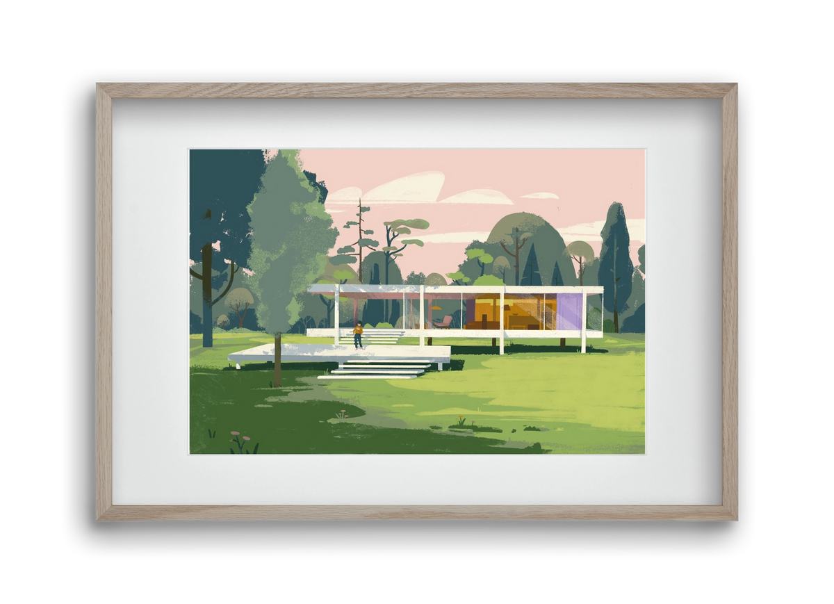 Mid-century, 45x30 cm (30x20 cm), Tölgy keret, paszpartuval