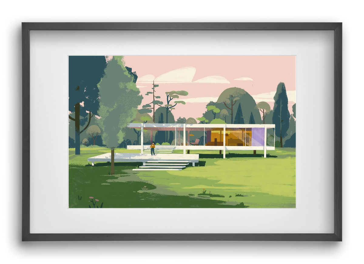 Mid-century, 60x40 cm (45x30 cm), Fekete keret, paszpartuval