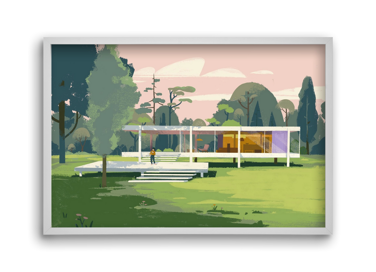 Mid-century, 45x30 cm (45x30 cm), Fehér keret