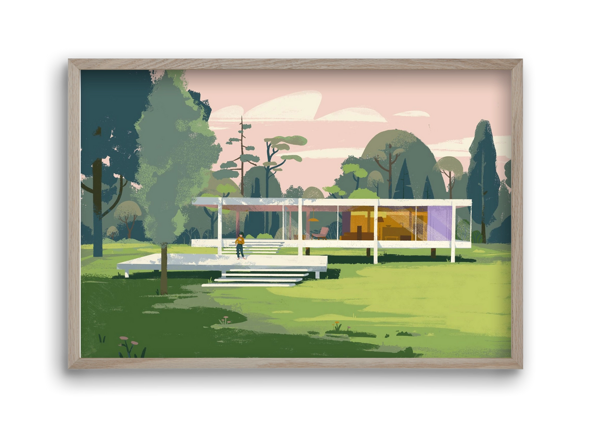 Mid-century, 45x30 cm (45x30 cm), Tölgy keret