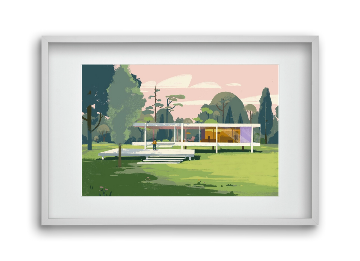 Mid-century, 45x30 cm (30x20 cm), Fehér keret, paszpartuval