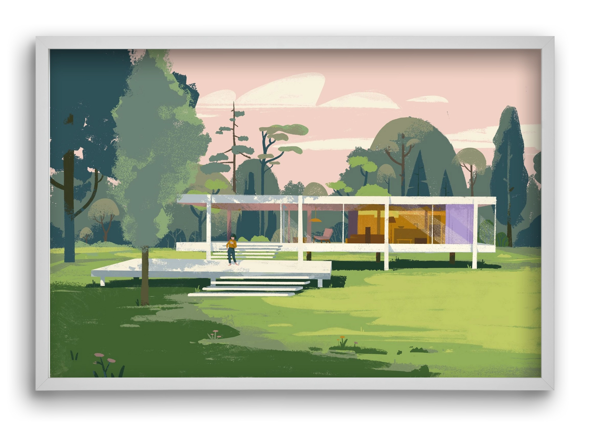 Mid-century, 60x40 cm (60x40 cm), Fehér keret