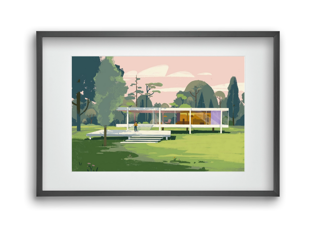 Mid-century, 45x30 cm (30x20 cm), Fekete keret, paszpartuval