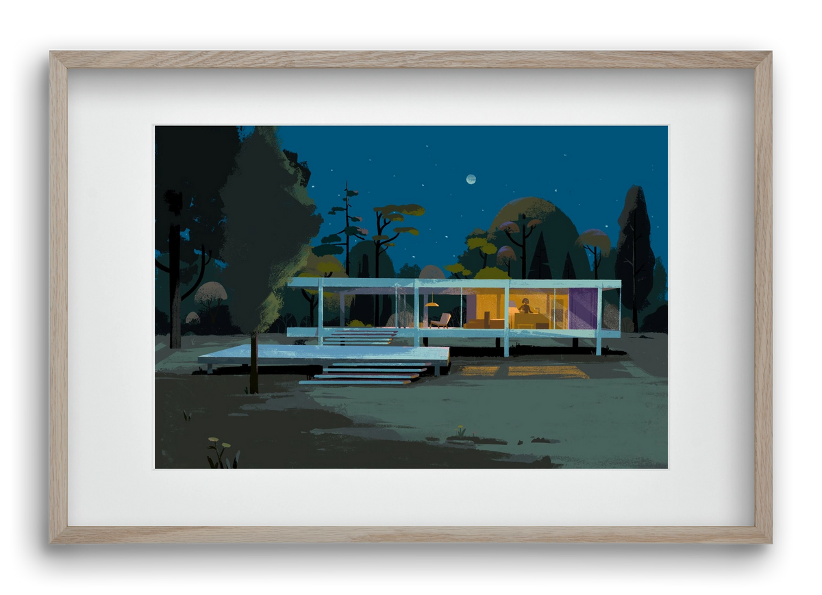 Mid-century at midnight, 60x40 cm (45x30 cm), Tölgy keret, paszpartuval