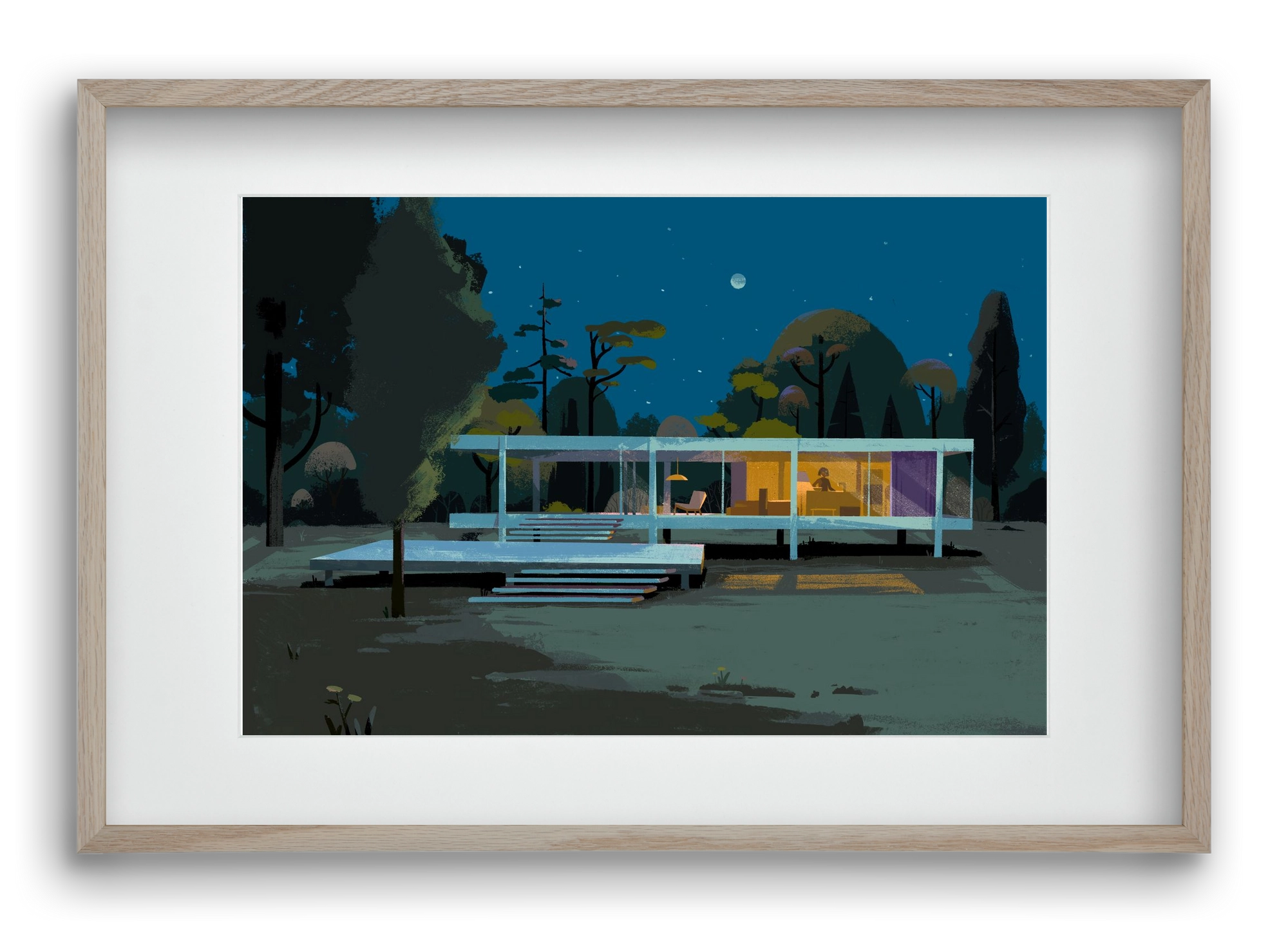 Mid-century at midnight, 60x40 cm (45x30 cm), Tölgy keret, paszpartuval