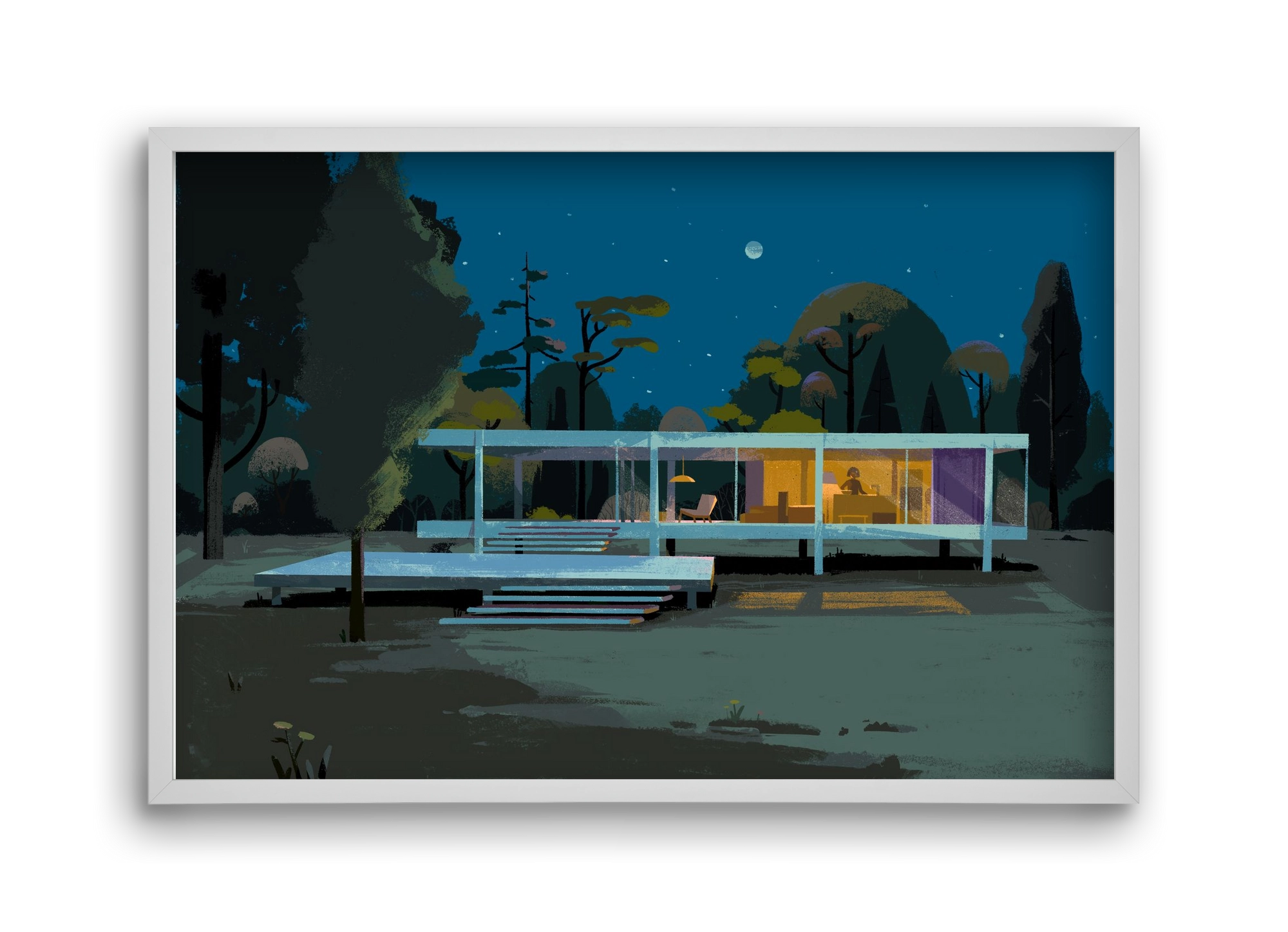 Mid-century at midnight, 45x30 cm (45x30 cm), Fehér keret