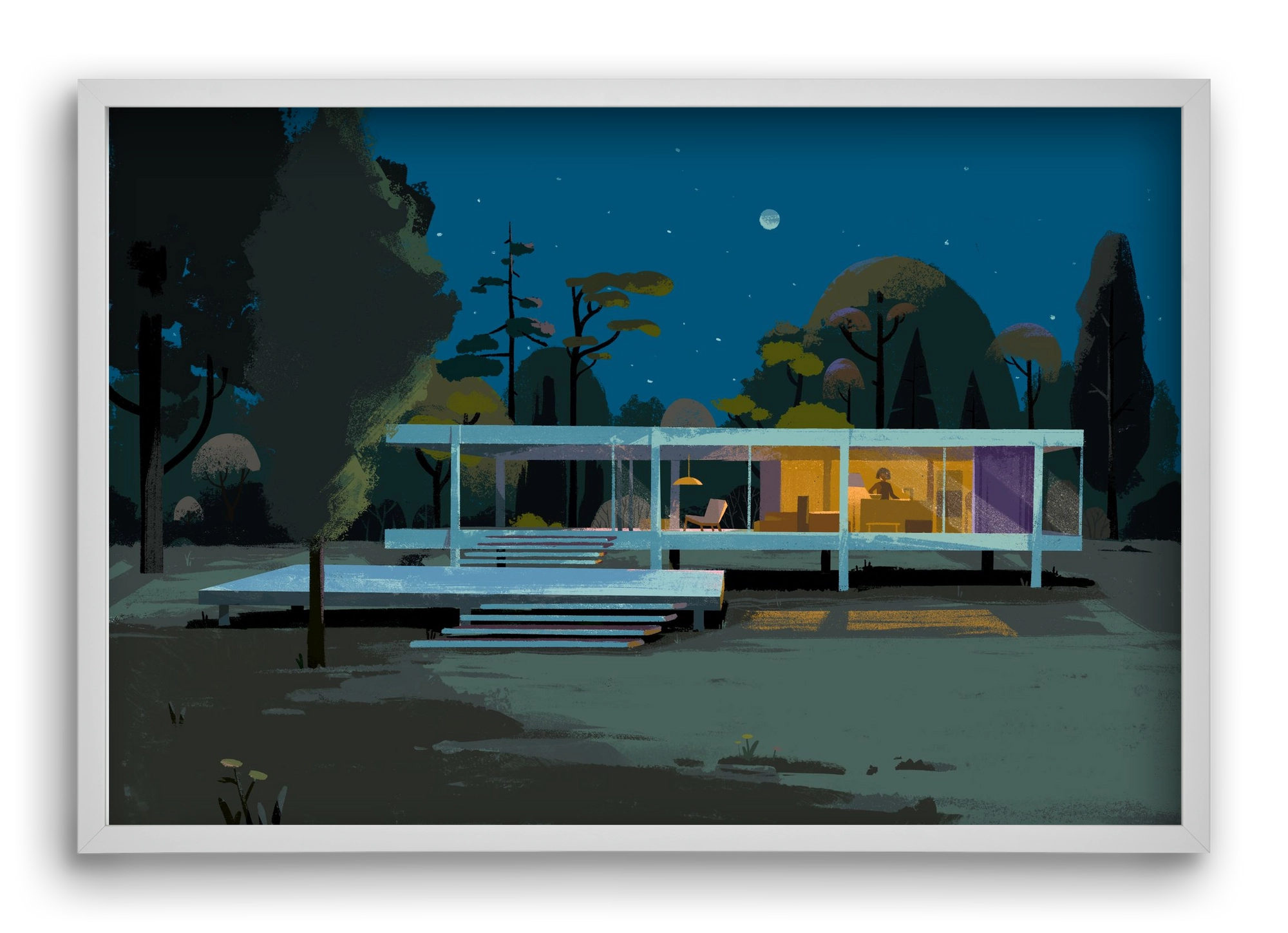 Mid-century at midnight, 60x40 cm (60x40 cm), Fehér keret
