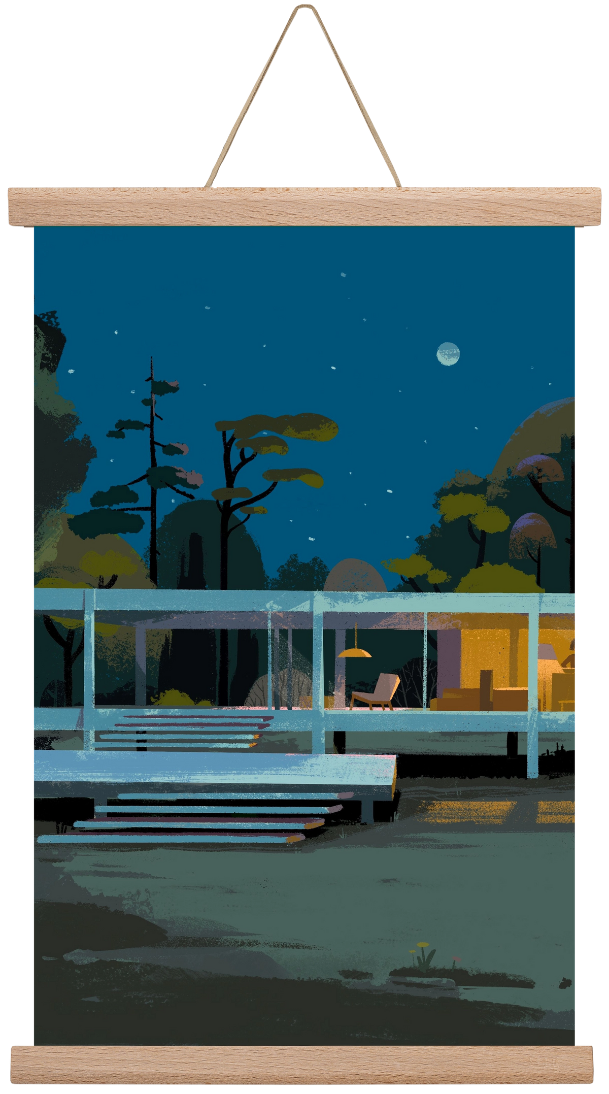 Mid-century at midnight, 45x30 cm (45x30 cm), Tölgy akasztó