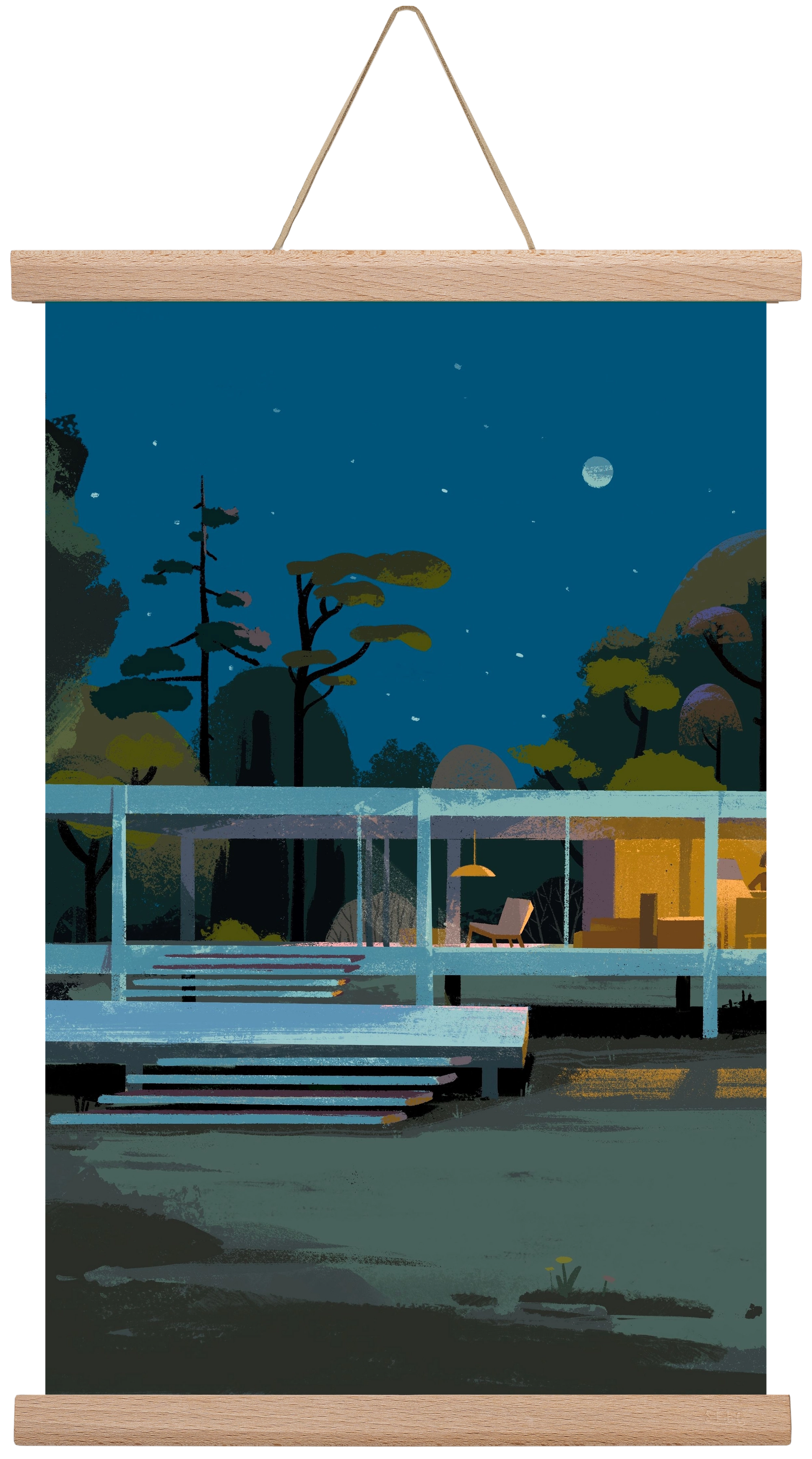 Mid-century at midnight, 45x30 cm (45x30 cm), Tölgy akasztó