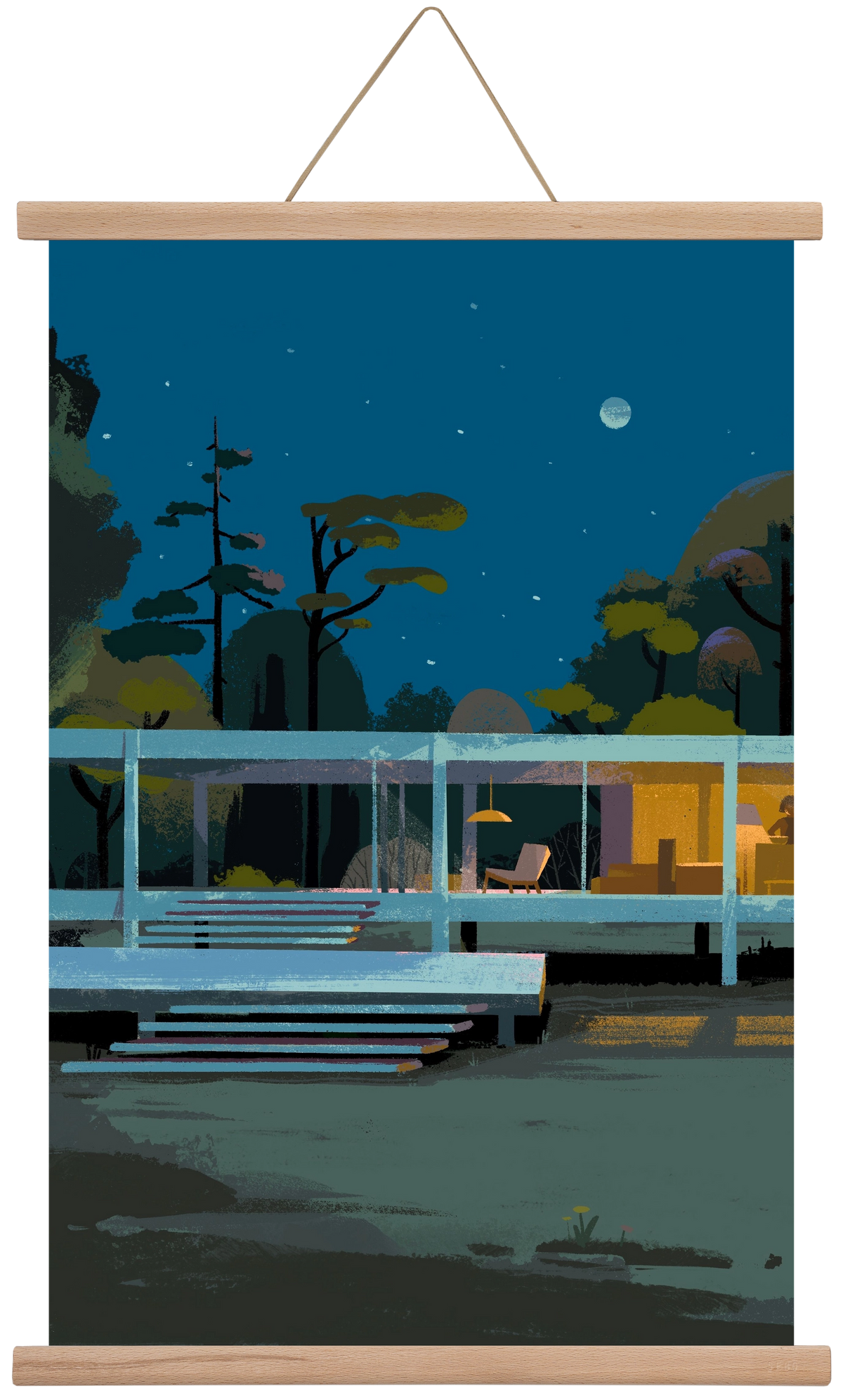 Mid-century at midnight, 60x40 cm (60x40 cm), Tölgy akasztó