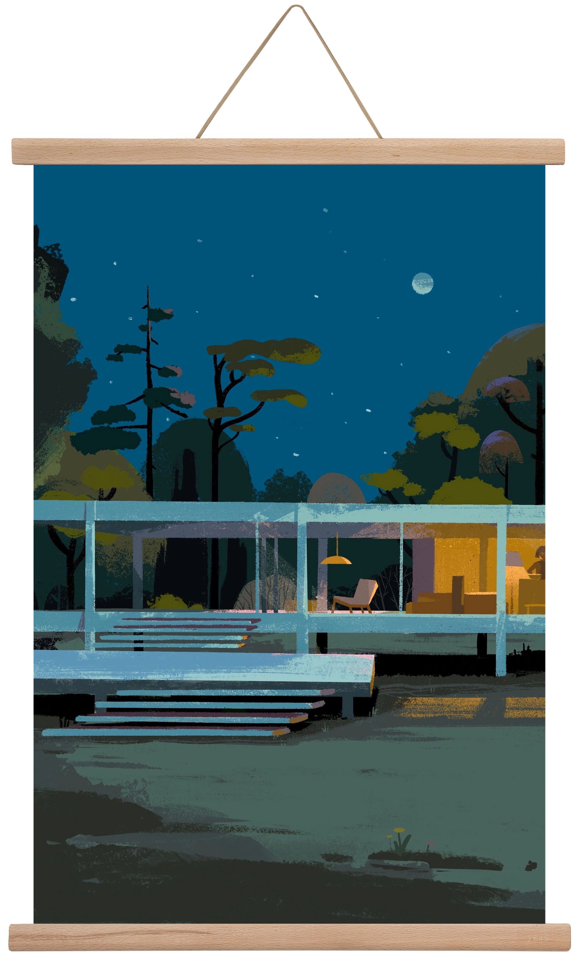 Mid-century at midnight, 60x40 cm (60x40 cm), Tölgy akasztó